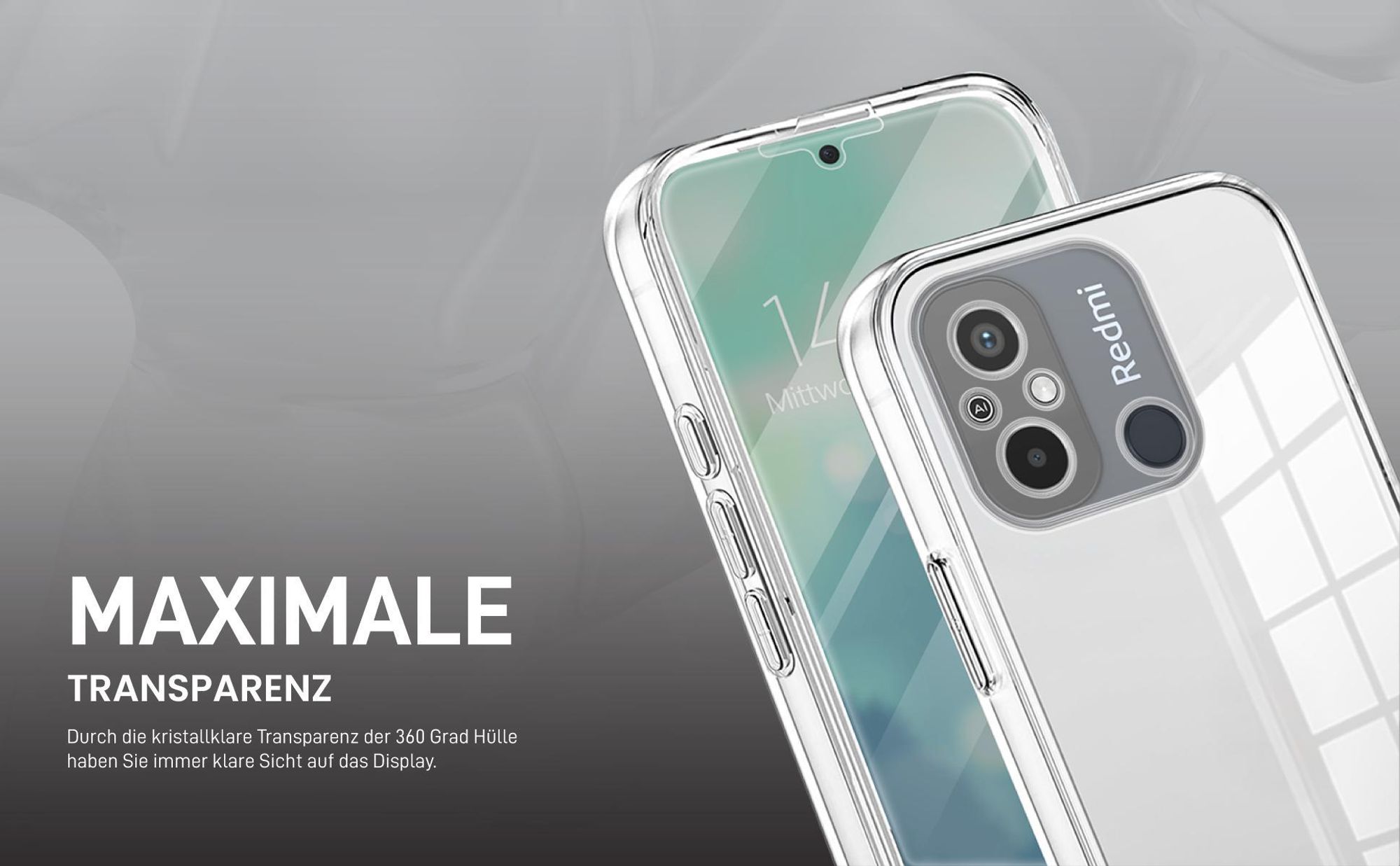 Transparentes 360 Grad Cover Front Back für Xiaomi Redmi 12C