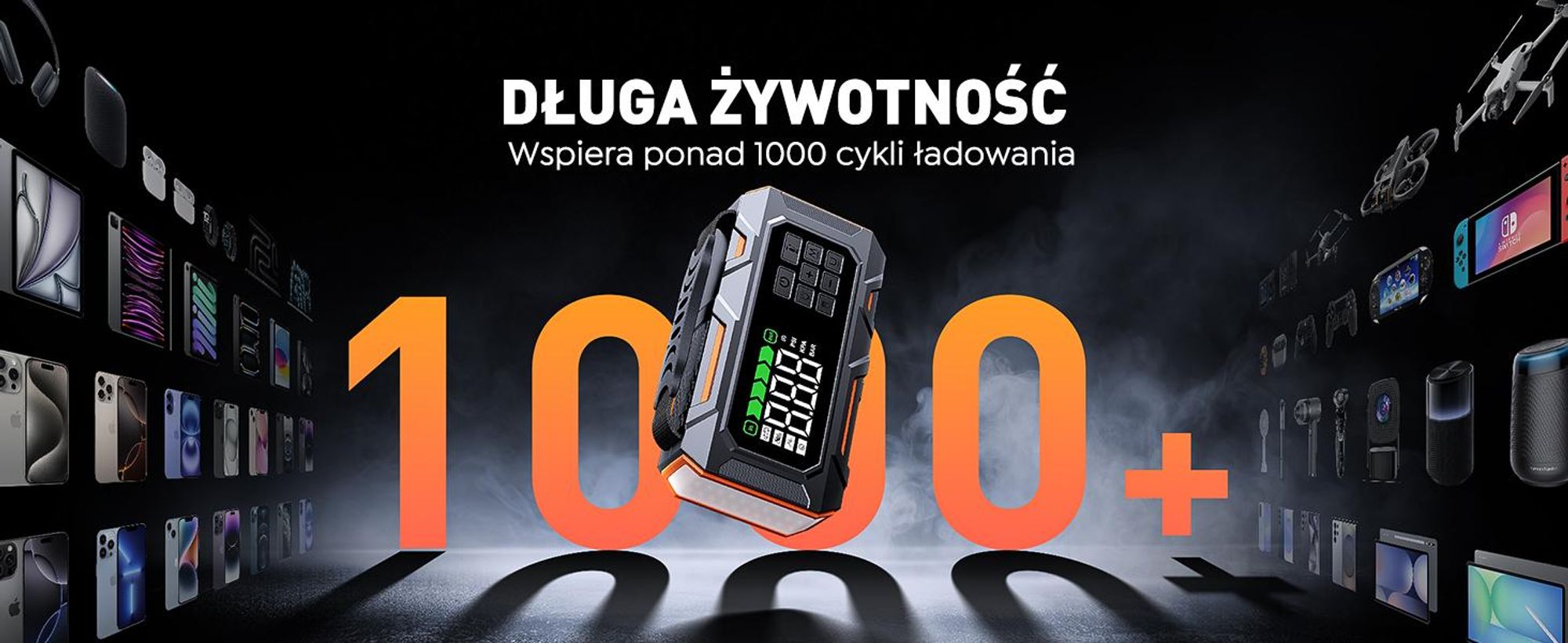 Powerbank Buture do rozruchu silnika, prąd szczytowy 6000 A, 26800 mAh, powerbank do rozruchu silnika samochodowego, zasilacz rozruchowy trzy w jednym