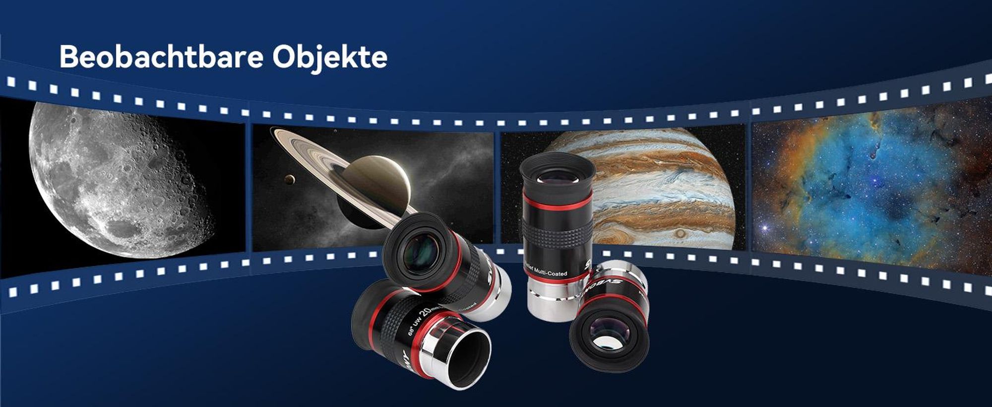 Svbony Okular Set, 1,25 Zoll 6mm 9mm 15mm 20mm Teleskop Okular Kit 68 Grad Weitwinkel Teleskop Zubehör für Planetenbeobachtung