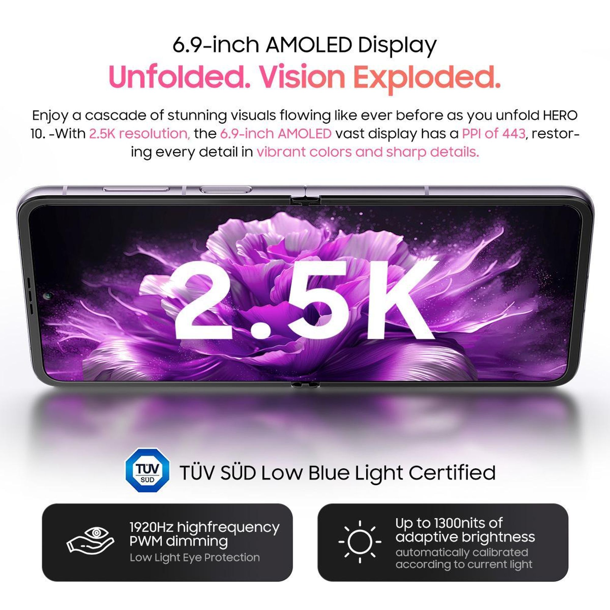 Blackview Hero 10 Faltbares Smartphone, 36+256GB,6.9"2.5K AMOLED Display,Helio G99, 4000mAh 108MP+32MP, 45W fast charging,Dual Screen,NFC,LTE
