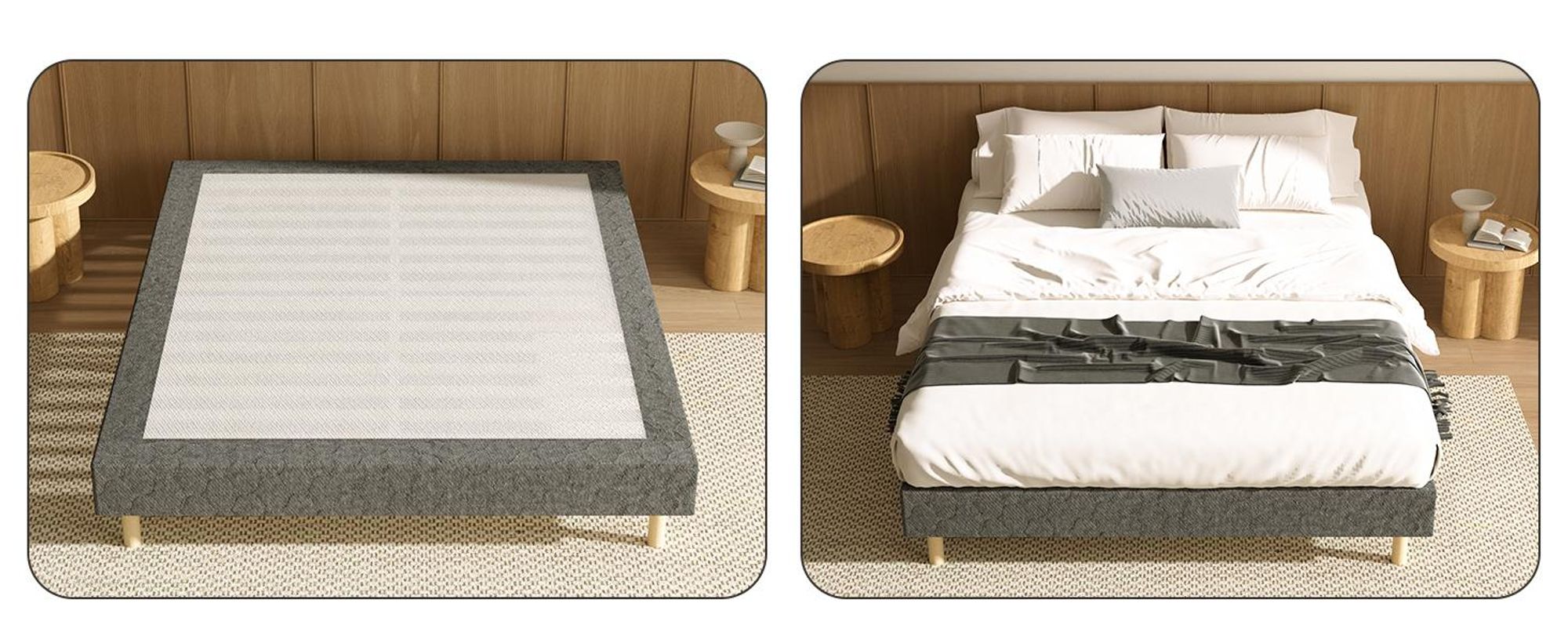 DEWINNER Bed base 160 x 200 cm | 2 x 14 slats with 9 feet | Bed frame height 29 cm | Bed 160 x 200 cm with bed base | Double Bed for Bedroom, Home