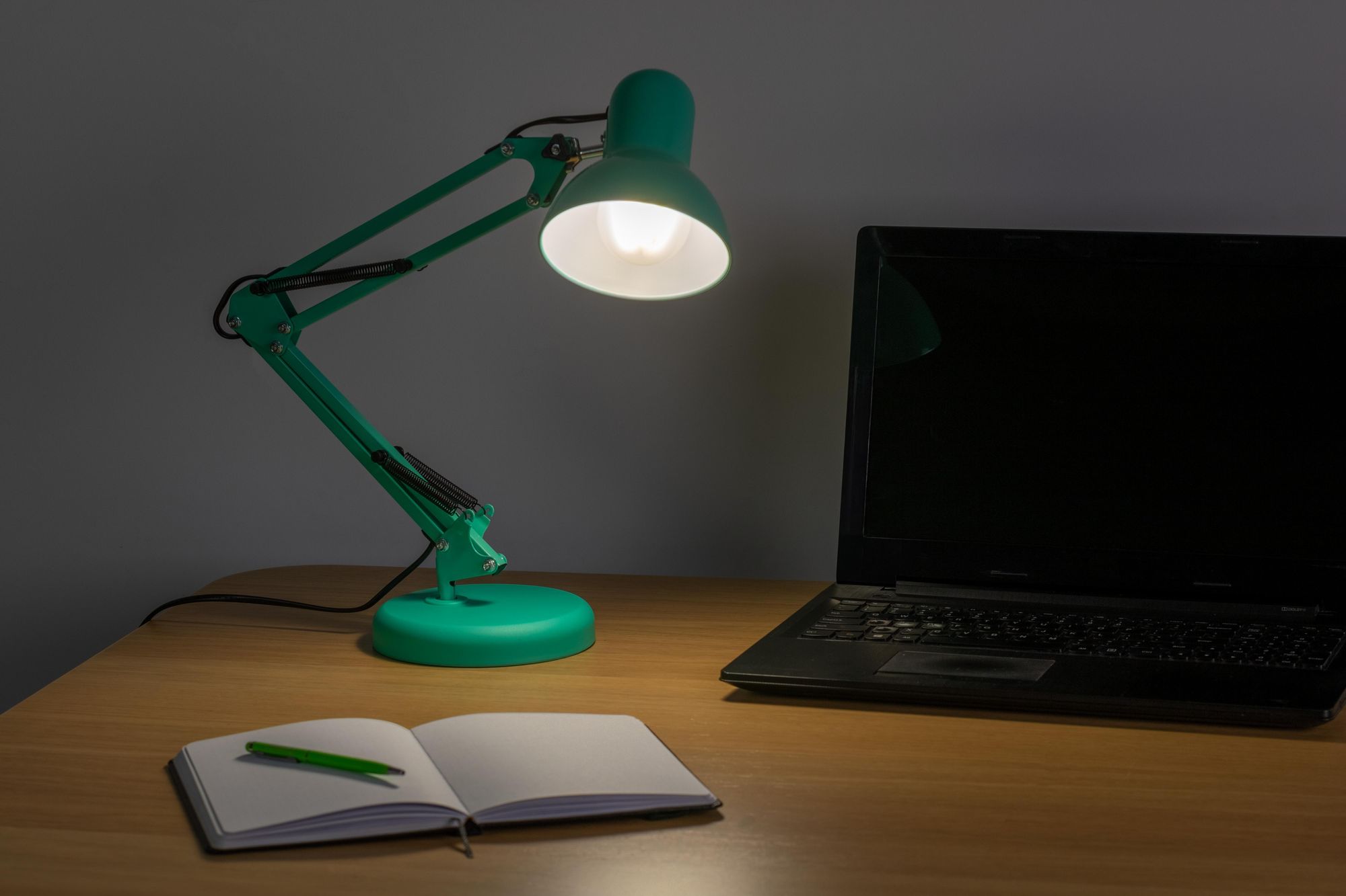 LUMILED Schreibtischlampe klassisch Leselampe Grün Tischleuchte Tischlampe Verstellbarer Arm mit E27 Retro aus Metall Schreibtischleuchte