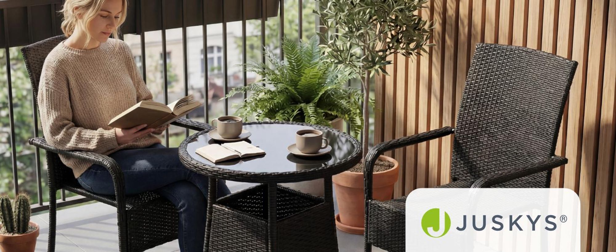 Juskys Polyrattan Gartenstühle Yoro 8er Set - mit Armlehnen & Rückenlehne - 8 Stühle stapelbar - Rattan Stuhl Garten - Stapelstuhl Schwarz
