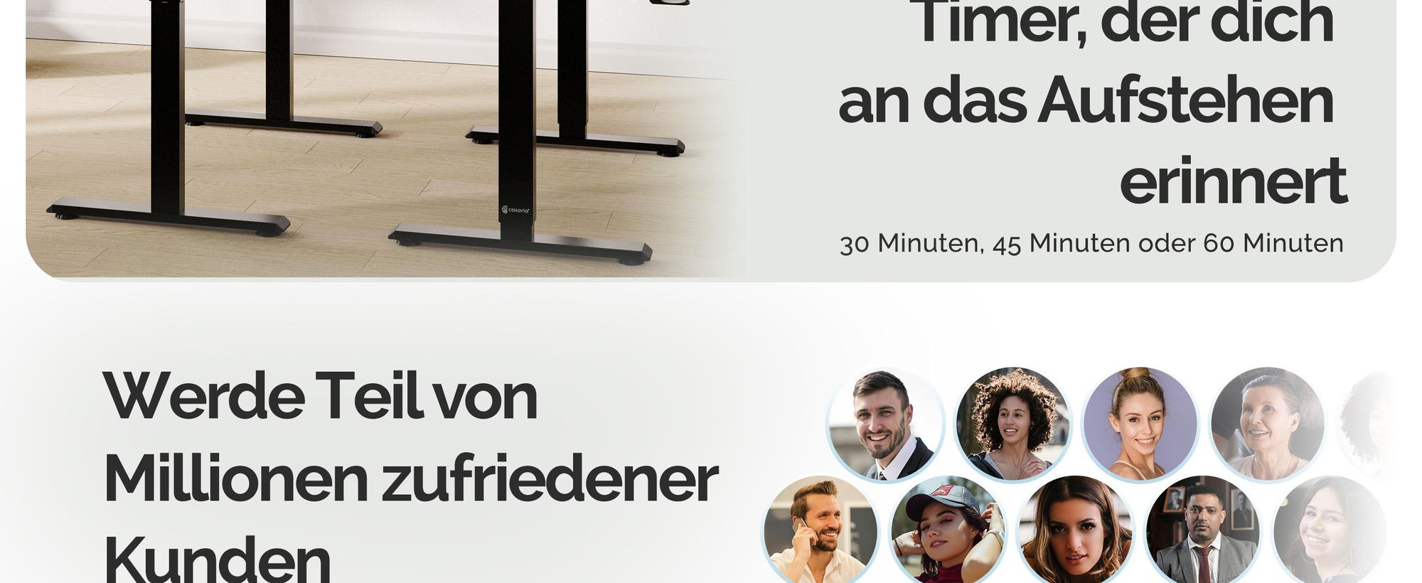 CASARIA® Höhenverstellbarer Schreibtisch Elektrisch, Schwarz – 110 cm x 60 cm – Memory Funktion – LCD Bedienelement mit Höhenanzeige – Getränke- & Kopfhörerhalter – Traglast 80kg, Stabile Konstruktion