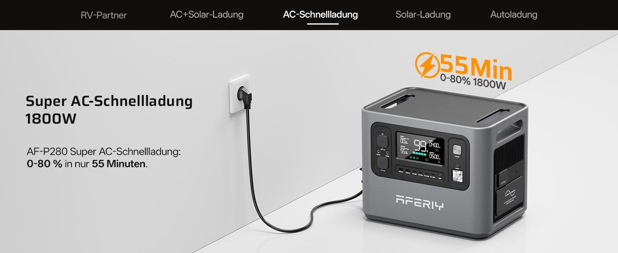 AFERIY AF-P280-B Erweiterungsbatterie 2048Wh LiFePO4 für P280 Powerstation, Erweiterbar bis 10240Wh