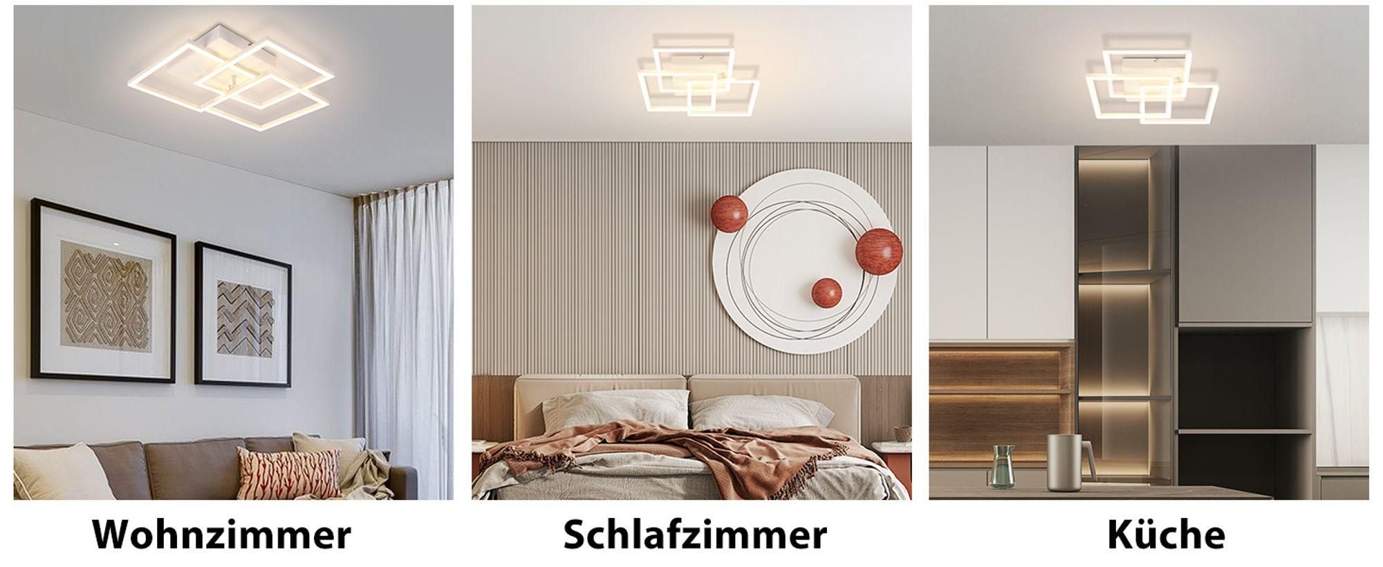 ZMH Lampada da soffitto a LED per cucina 36W, lampada da soggiorno, dimmerabile con telecomando, lampada da cucina in metallo bianco per camera da letto e camera dei bambini