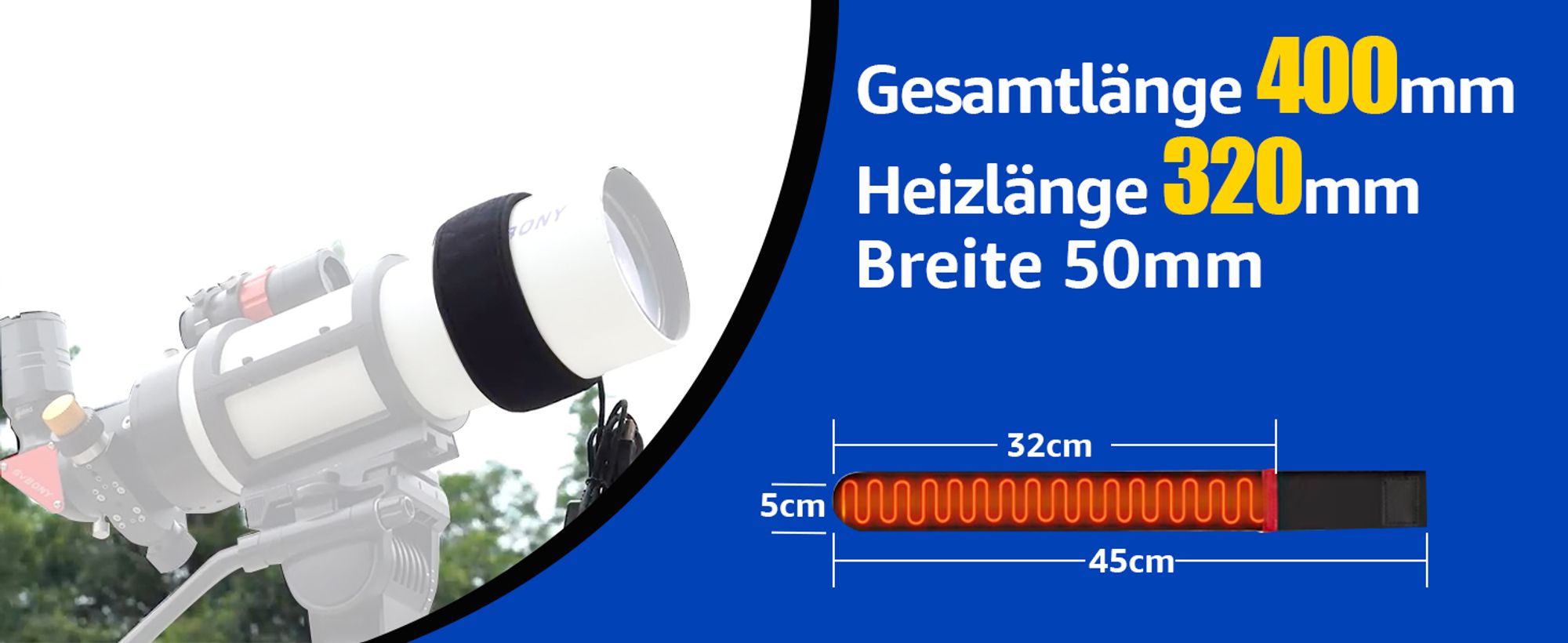 Svbony SV172 Teleskop Objektiv Wärmer mit USB Temperaturregler, Objektiv Okular Heizung,320mm Anti Tau Feuchtigkeit Nebel Kamera Teleskop