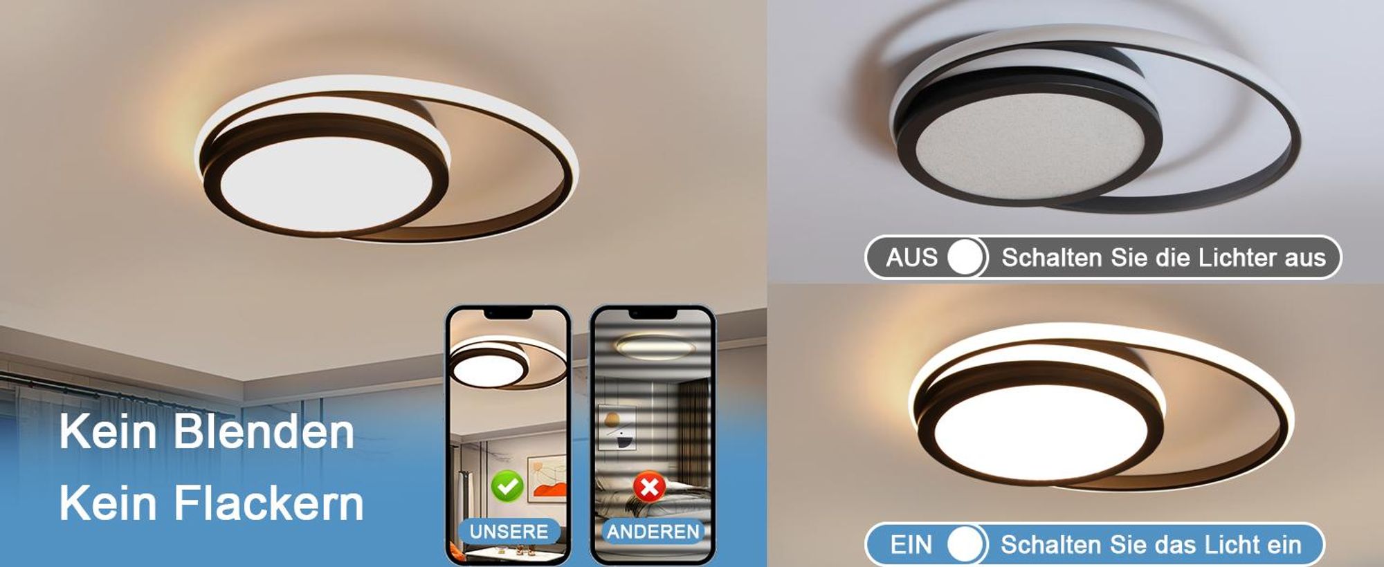 ZMH LED Deckenleuchte - Dimmbare Moderne Runde Küchenleuchte 56 W mit Sternenhimmel Design