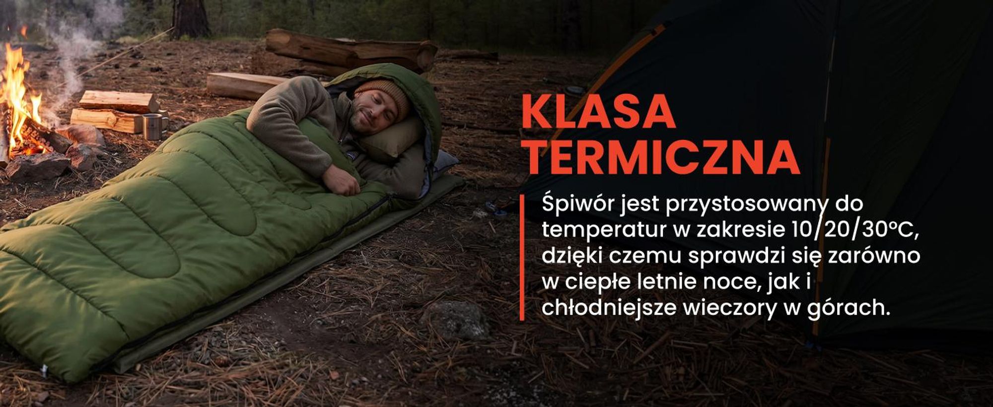 Śpiwór turystyczny typu mumia z kapturem pikowany w kolorze zielonym