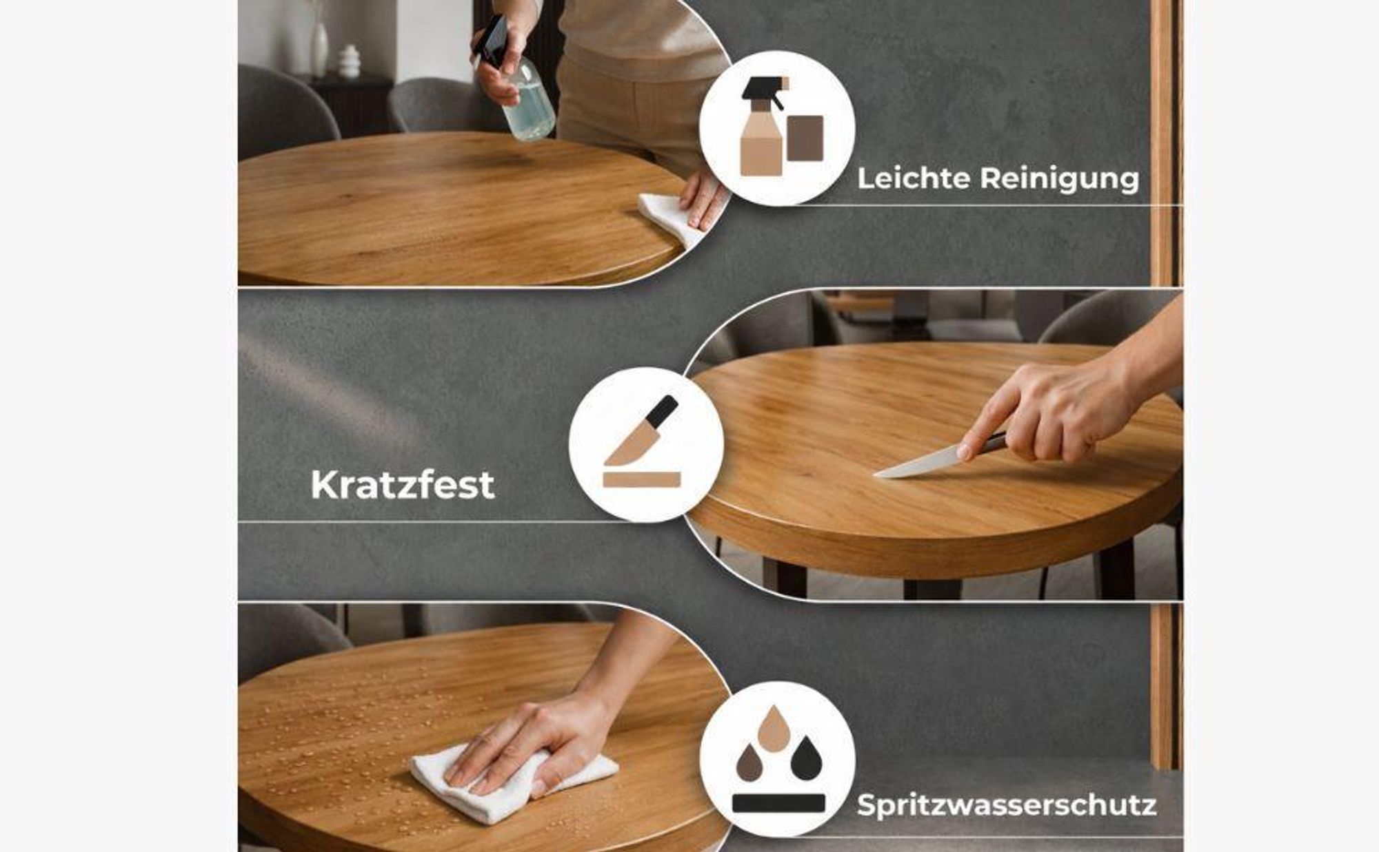 Giuseppe Runder Ausziehbarer Esstisch Durchmesser 90 / 135 / 180 cm, Platz für 4-10 Personen Skandinavische LOFT Goldoptik Schwarze Holzbeine (Craft)