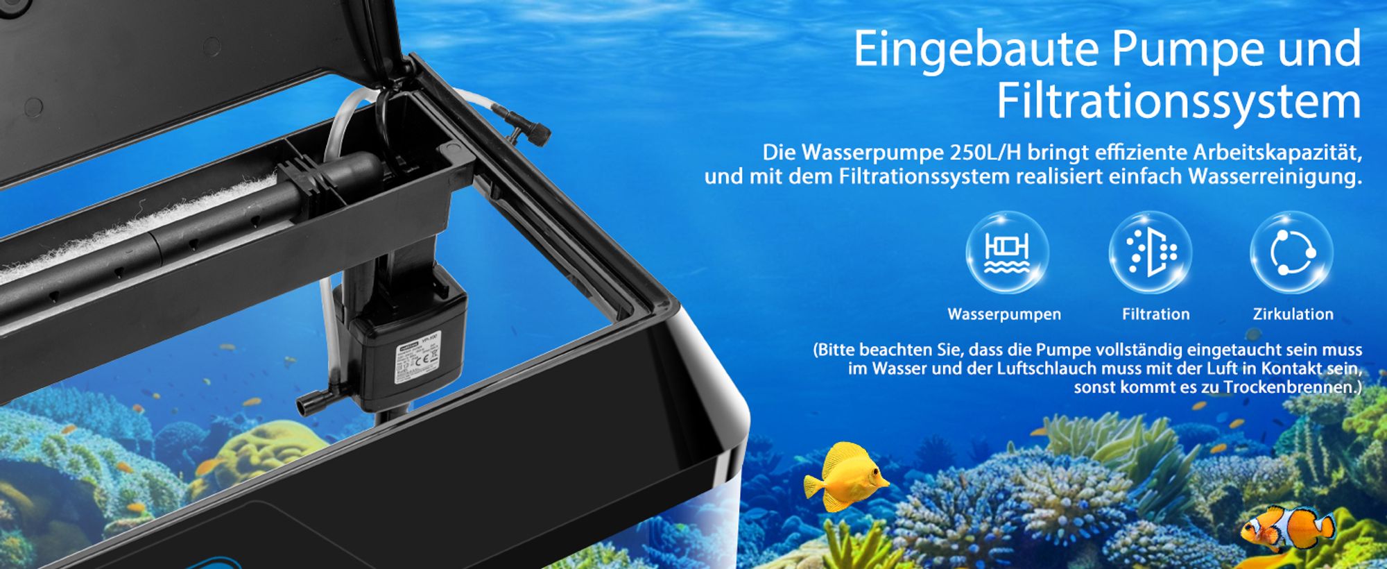 54L Mini Aquarium mit LED-Leuchten Filtersystem ,Weiß