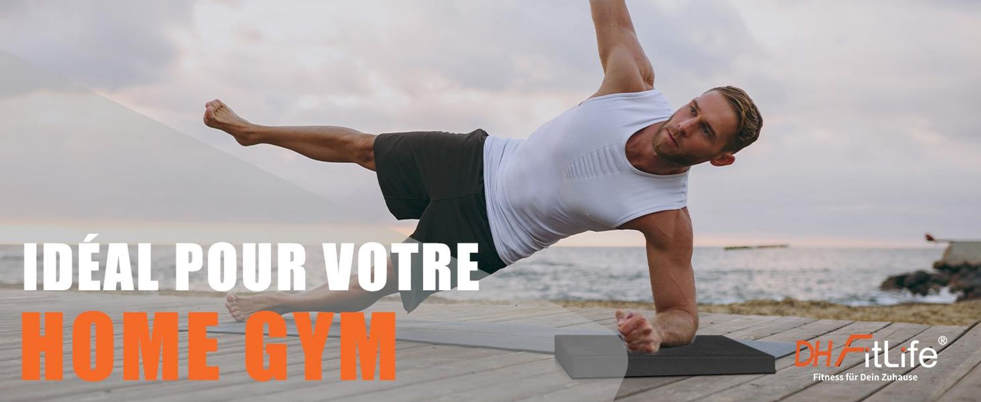 DH FitLife Balance pad XL, coussin d’équilibre fitness, entraînement stabilité et coordination, surface antidérapante, mousse TPE, noir