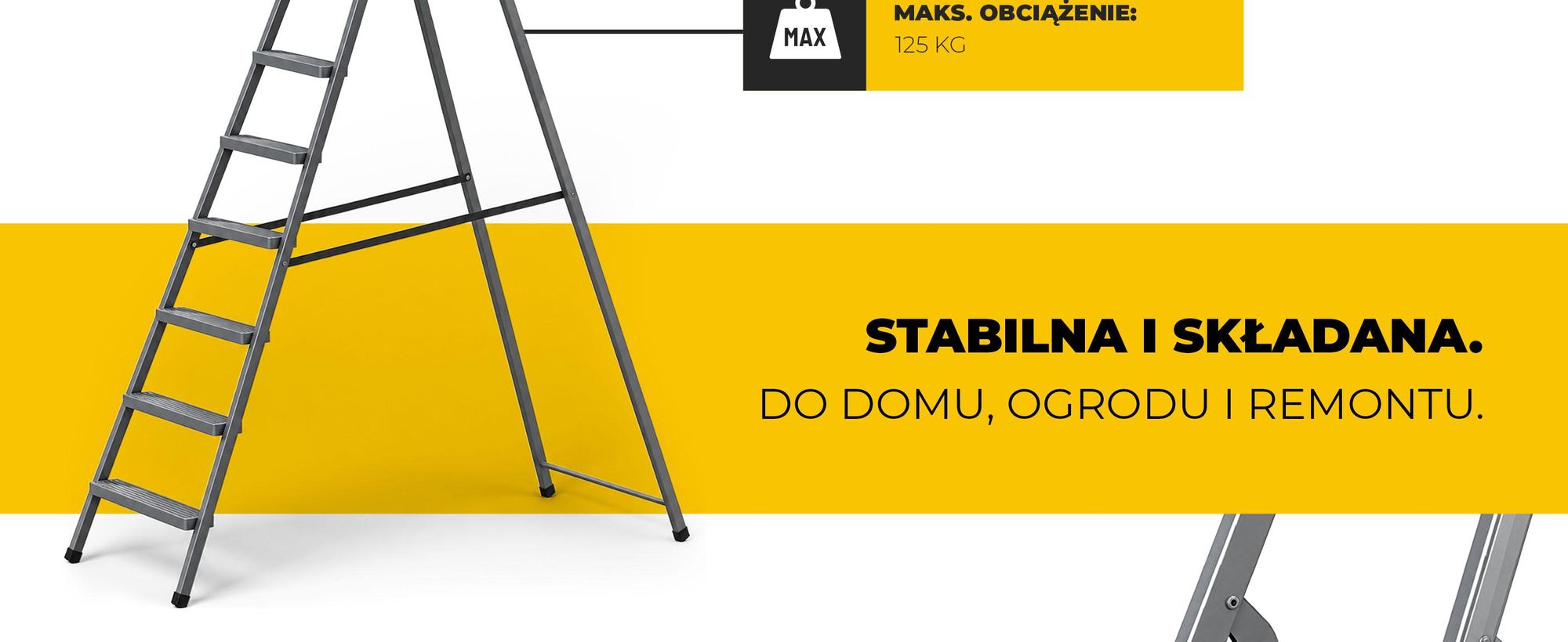 DRABEST | Drabina domowa - stalowa - 8 stopni - składane stopnie - uniwersalna - udźwig do 125 kg
