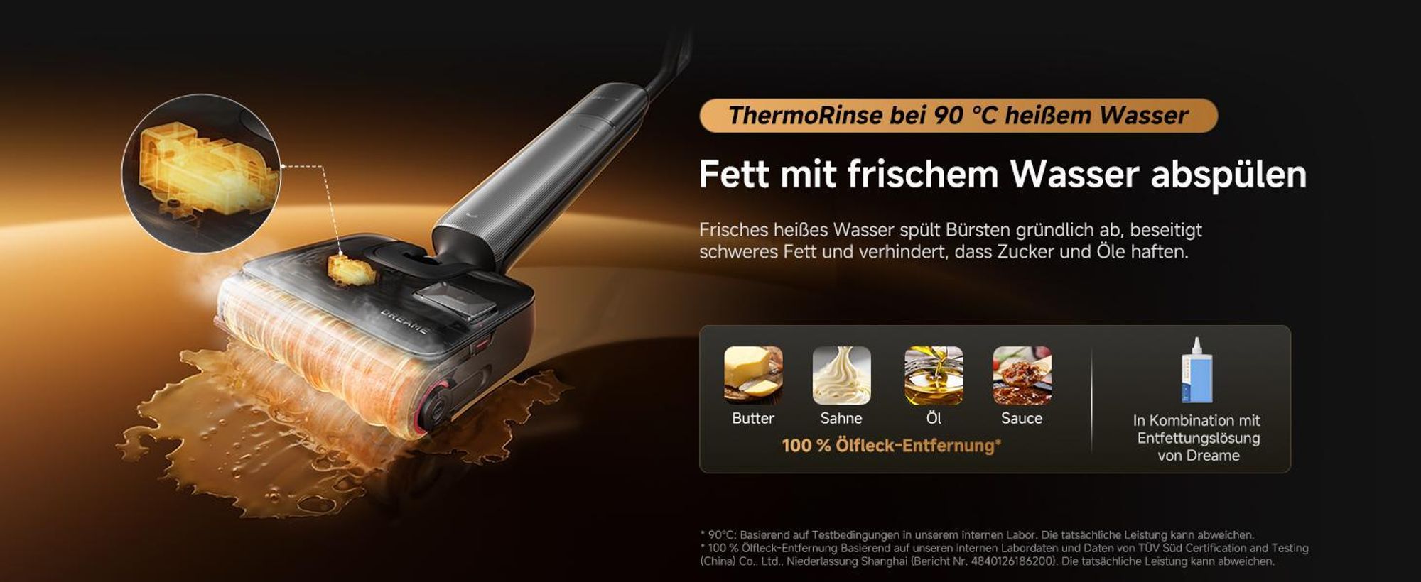 Dreame T16 Pro Heat Nass- und Trockensauger,Ultradünn 9,85 cm,90°C heißem Wasser,Ölbeseitigung,DREI Kanten,kein Verheddern,30kPa,95°C Selbstreinigung