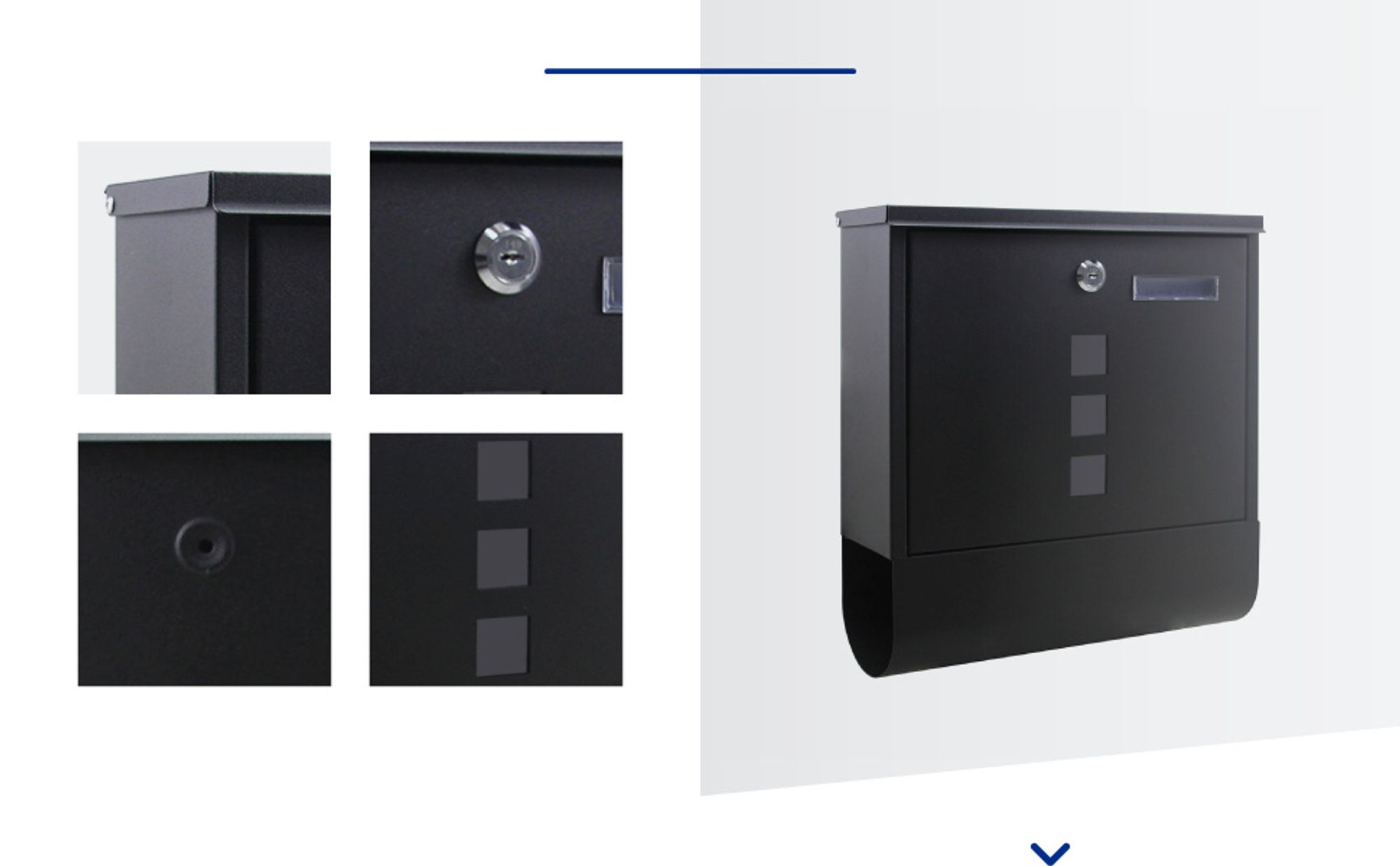 Wiltec Briefkasten V10 Edelstahl 260 x 90 x 350 mm, Wandbriefkasten mit Schloss und Namensschild, Postkasten aus Stahl