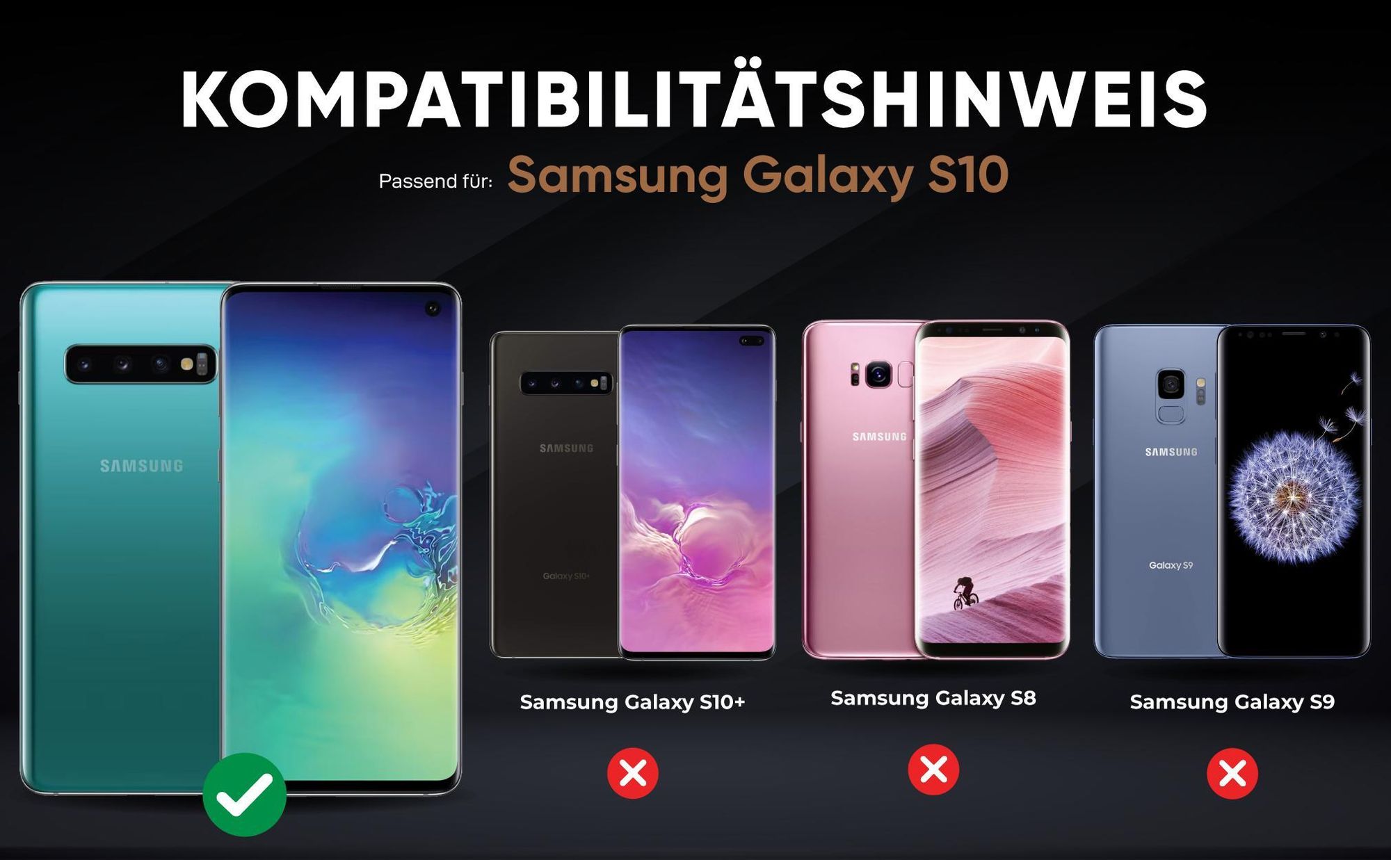 Kompatibilitätshinweise Hülle für Samsung Galaxy S10