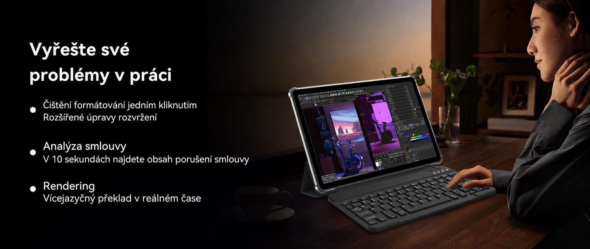 T60Pro, 13,4palcový tablet s Androidem 16, 24 GB (8 + 16) + 256 GB / 2 TB (podpora karty TF), baterie 10000 mAh, 2K displej InCell / 120 Hz / 5G WiFi, včetně pouzdra, myši, klávesnice a kabelových sluchátek