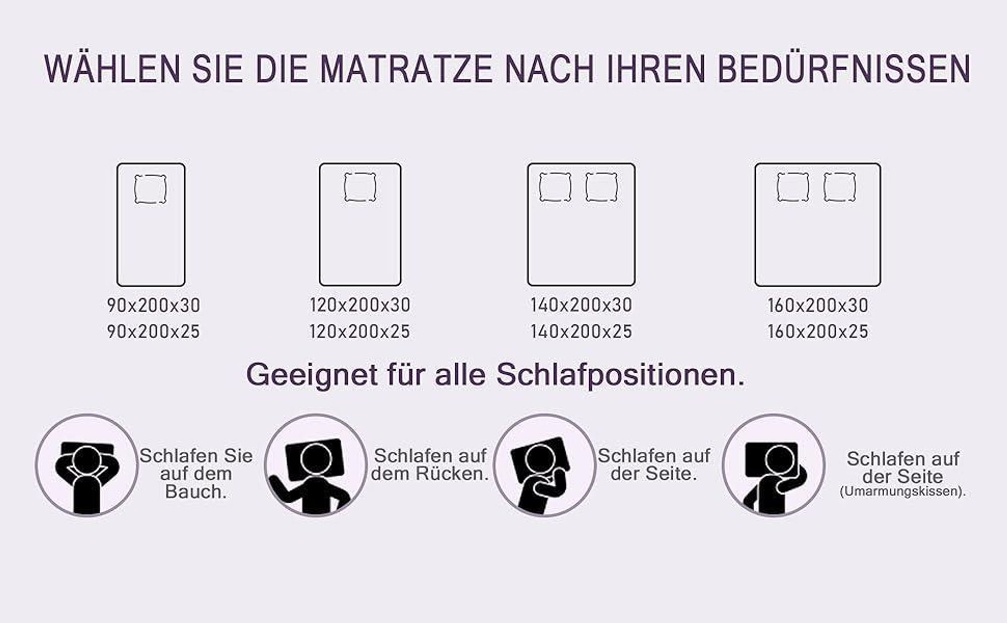DEWINNER Matratze 180x200cm | 30 cm Höhe | Memory Foam |   | 2 Seiten Mittelhart & Weich | Schaumstoffmatratze Bewegungsisolation