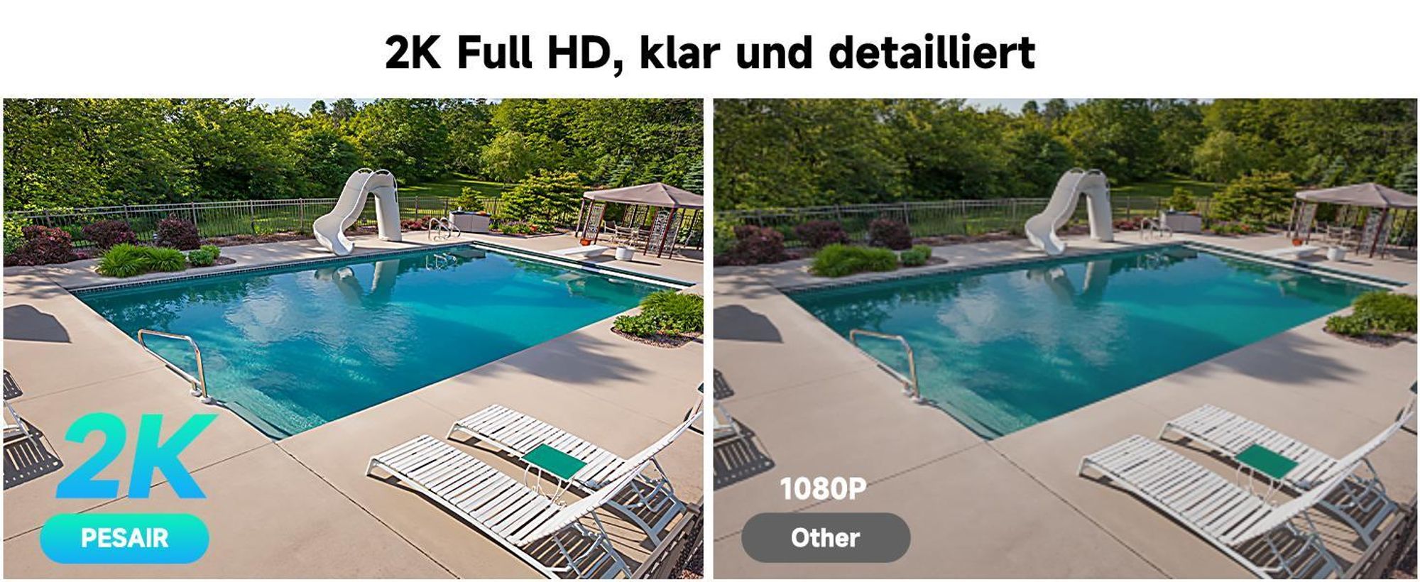 2K Solar Überwachungskamera Außen 355° PTZ IP Kamera Wlan Farbnachtsicht  Kabellose Überwachungskamera außen/innen PIR-Bewegungserkennung 2,4 GHz