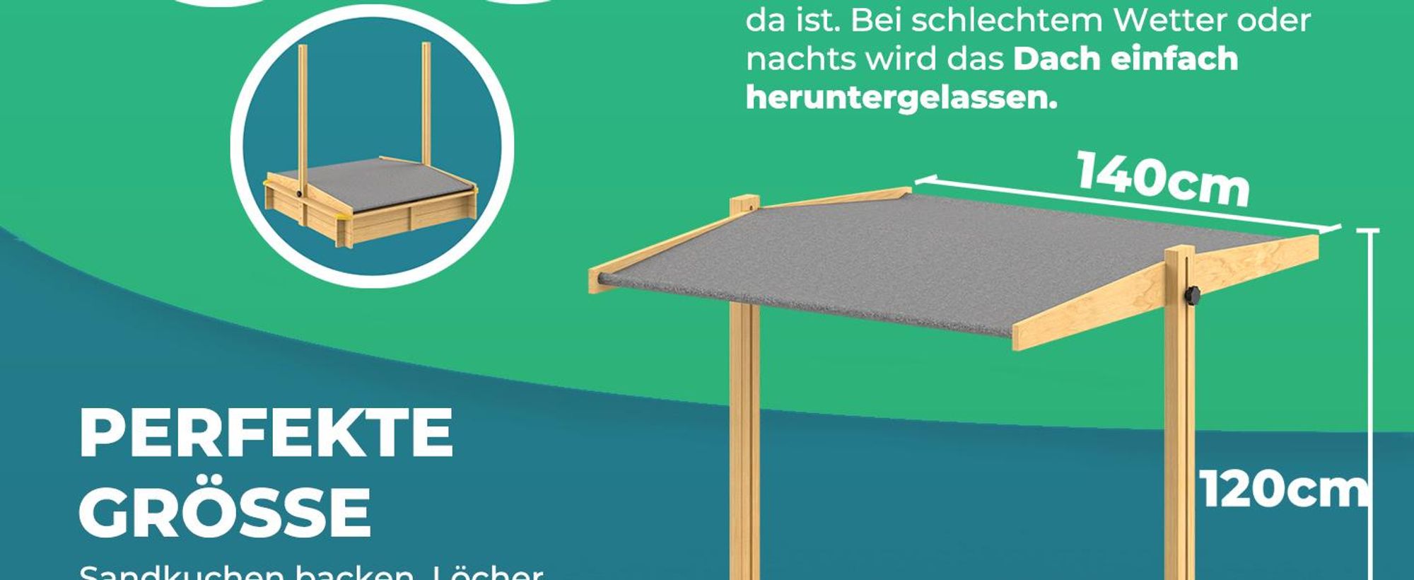 SPIELWERK Sandkasten Fritzi Sonnendach