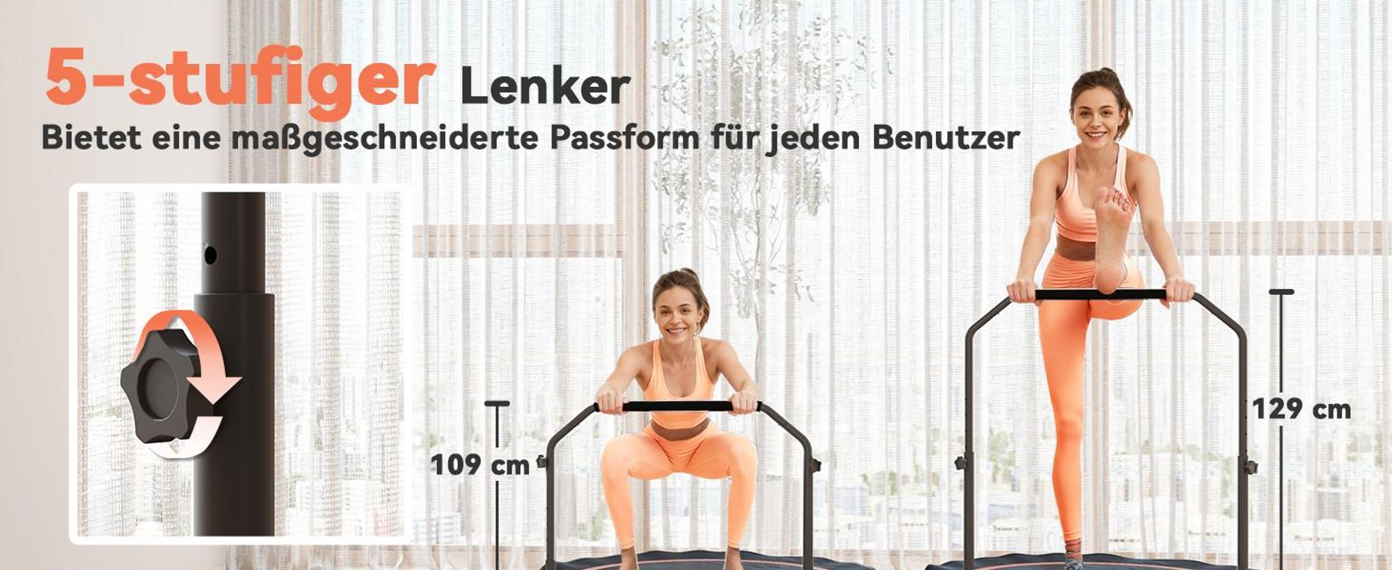 SPORTNOW Fitness Trampolin klappbar Ø114cm Mini Trampoline mit 5 Handgriffstufen