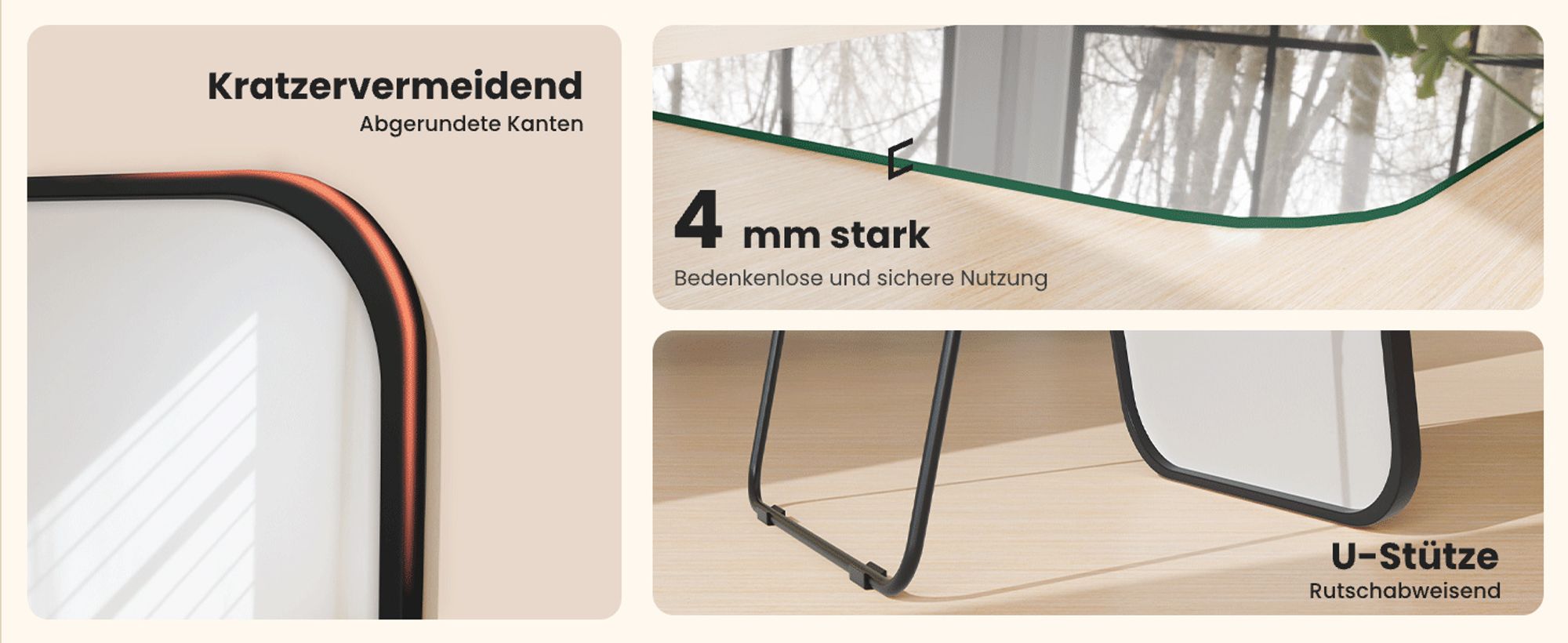 Heilmetz Standspiegel 160x40cm Wandspiegel mit Chorm Metallrahmen Ganzkörperspiegel Aluminiumrahmen Schwarz Matt