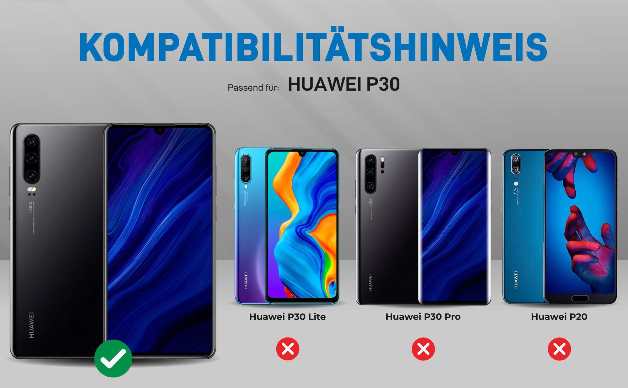 Kompatibilitätshinweise Hülle für Huawei P30