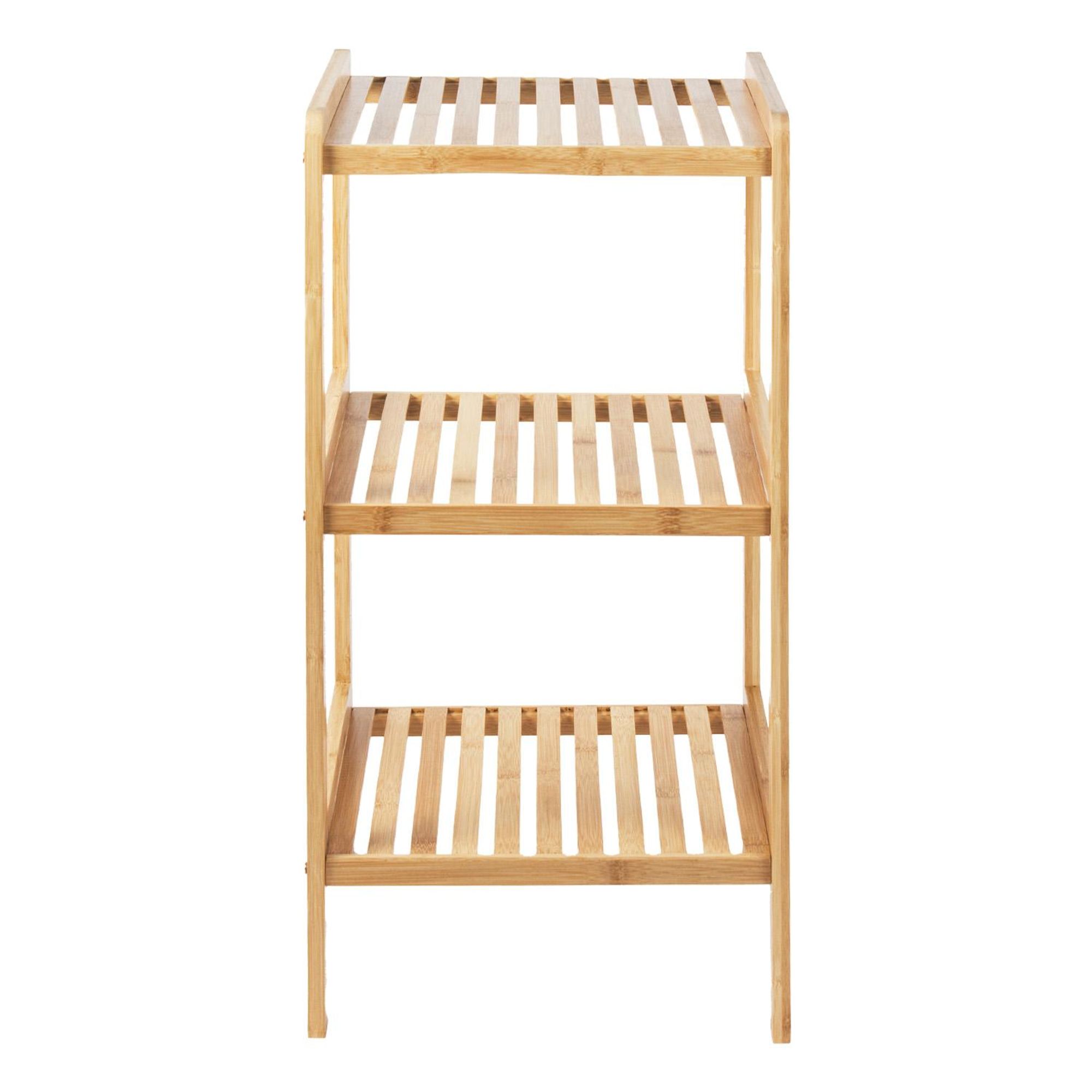 GreenBlue Bambus Regal Badezimmerschrank 37x33x78cm 3 Einlegeböden Badezimmer-Bambus-Regal 3 Regale