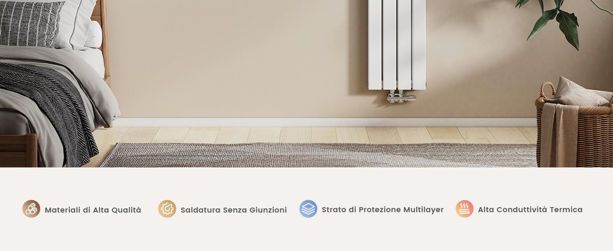 Radiatore EMKE Radiatore piatto Radiatore a pannello di design Bianco Doppio strato verticale 1600x 300 mm 966W senza elemento riscaldante