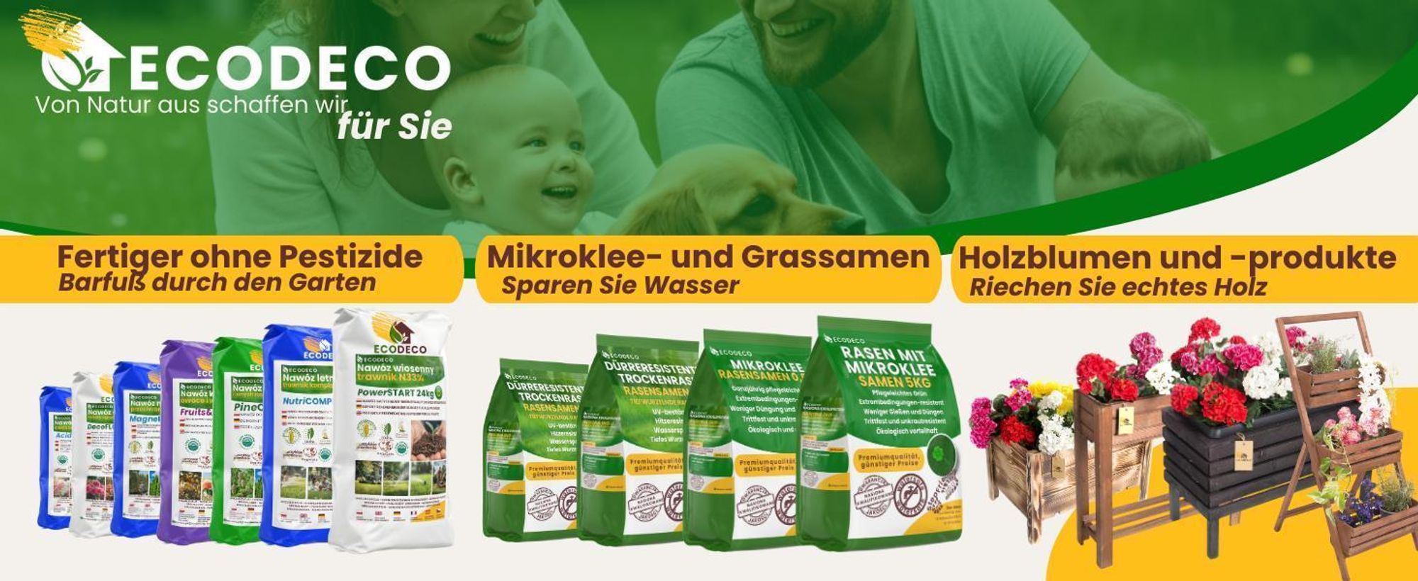 EcoDeco Mikroklee Rasenmischung mit Mikroklee, Rasen mit Mikroklee, mehrjährige Grassamen für Sonne und Halbschatten, 5 kg