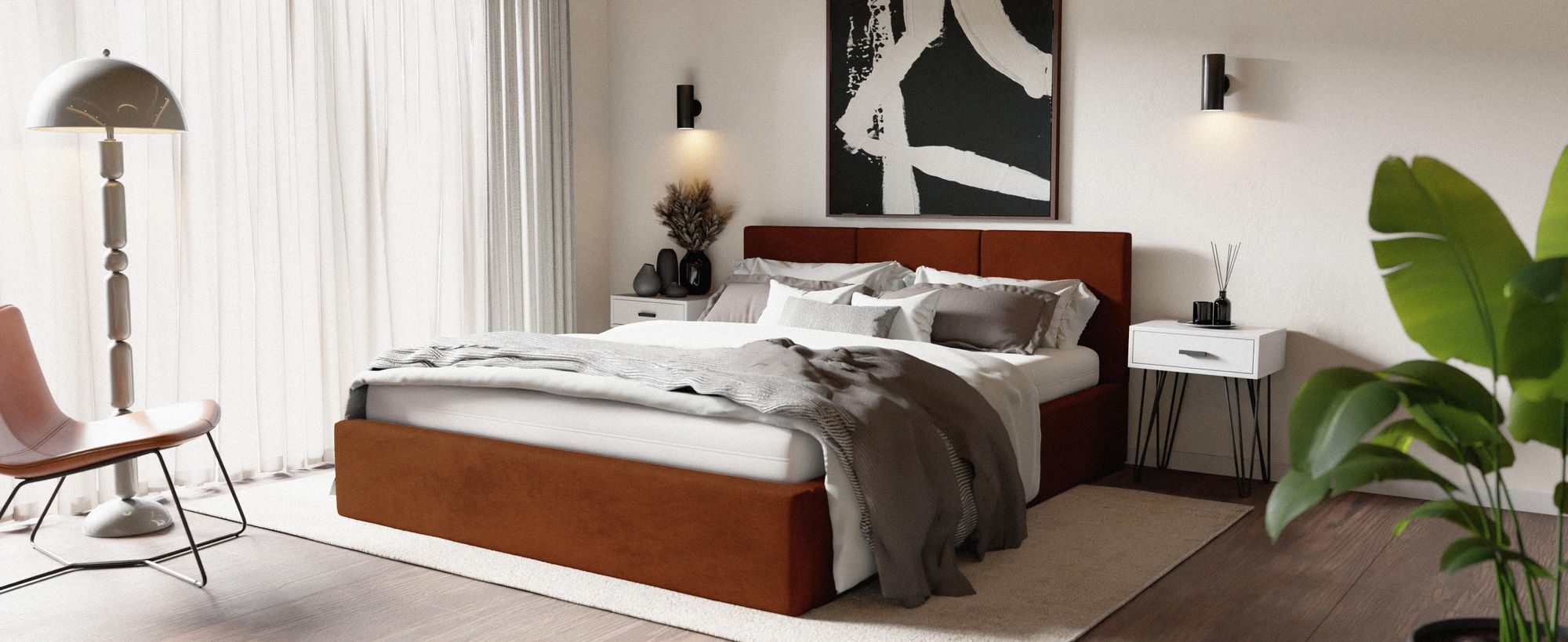 Muralo POLSTERBETT für Schlafzimmer Polsterbett mit Bettkasten Bett mit Polsterkopfteil Doppelbett 180x200 Bett mit Stauraum Mint