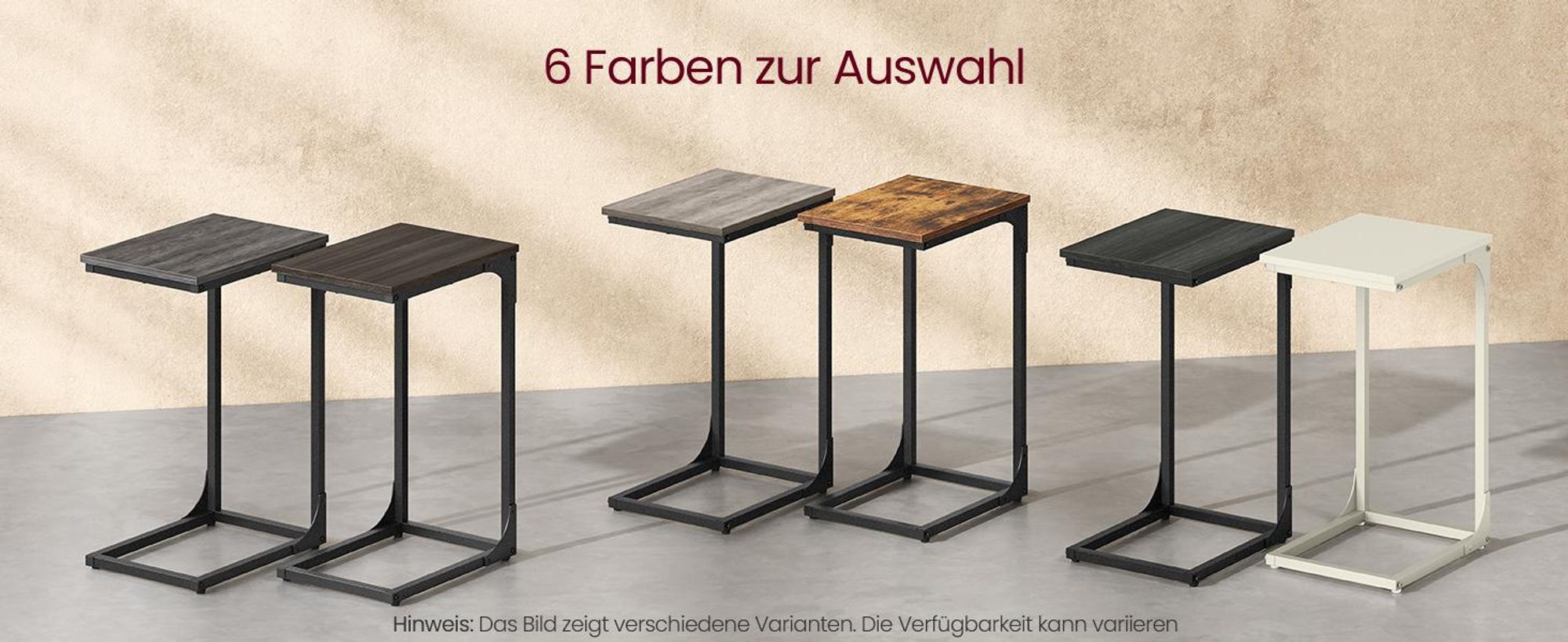 Beistelltisch, Nachttisch, Sofatisch, für Wohnzimmer, Schlafzimmer, leichter Aufbau, Metallrahmen