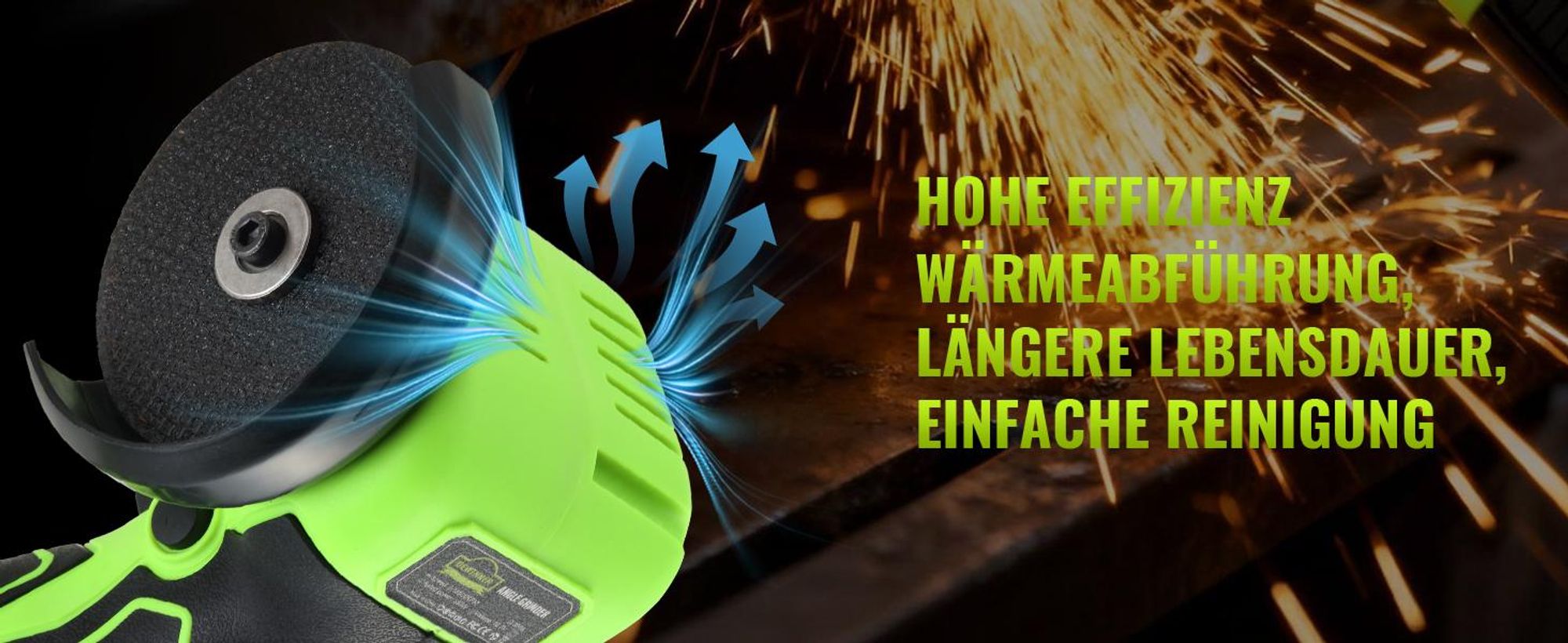 DEWINNER Akku-Winkelschleifer 19 500 U/min - 76mm Schleifscheibe, 2 Akkus 2000mAh, 6 Schneidscheiben und Tragetasche - Für Schleifen, Polieren