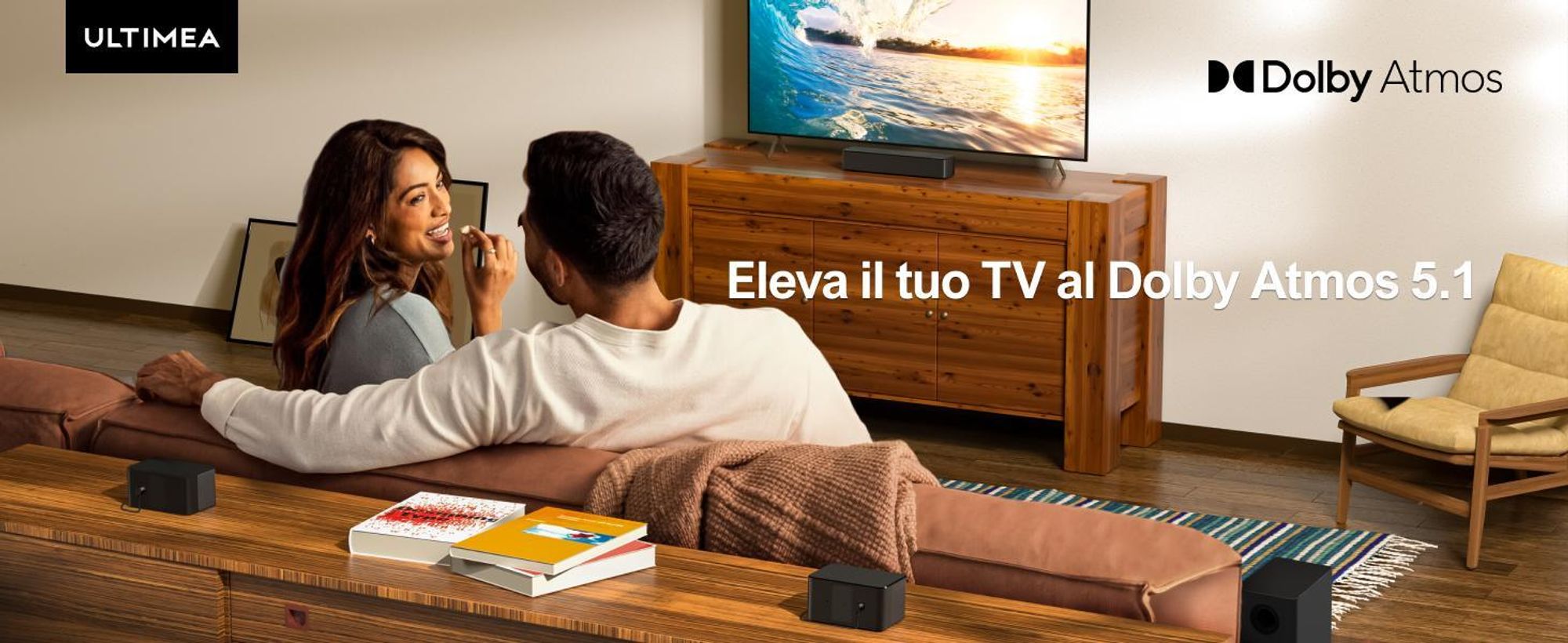 Soundbar ULTIMEA Poseidon D60 5.1 Dolby Atmos (410 W, suono surround e bassi regolabili, HDMI eARC)