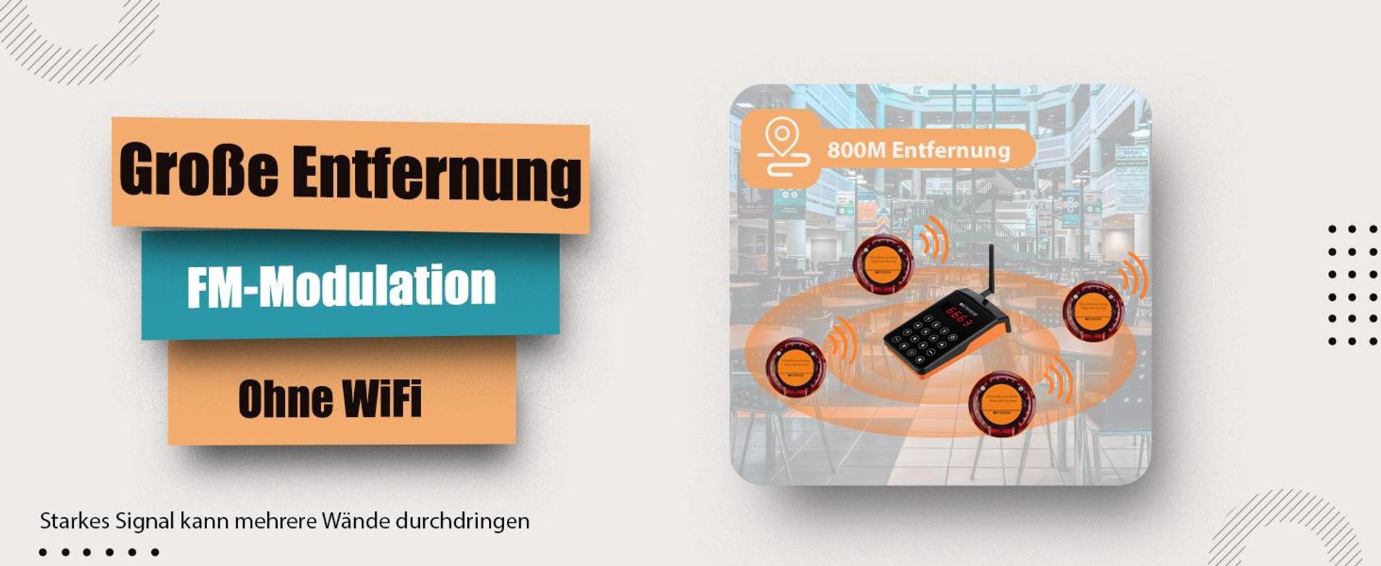 Retekess TD156 Pager Rufsystem, 800M Pager Syetem, IP67 Wasserdicht, 500mAh Akku, Service-Countdown-Zeit, Logistic aufrufsystem, Hotel, Schule