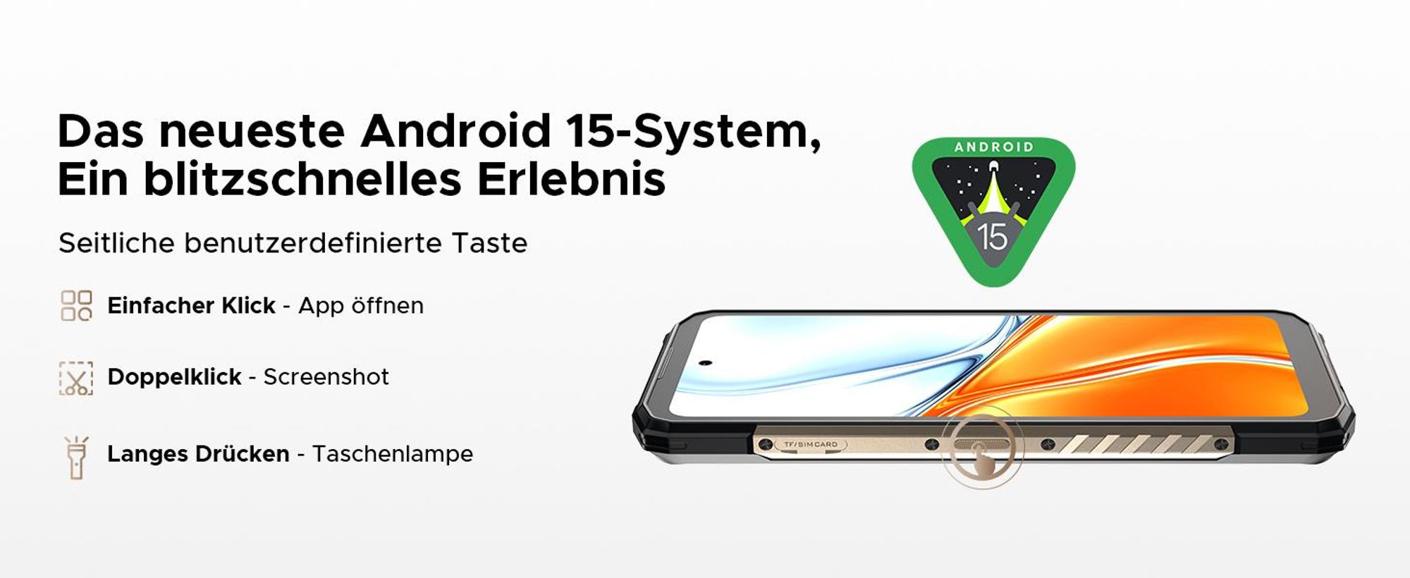 DOOGEE Blade20 Turbo Smartphone Handy, 5G, Android 15, 6,6" 90Hz, 10300mAh Akku, 33W, 8GB+256GB, 50MP, NFC, Fingerabdruck, ohne Vertrag