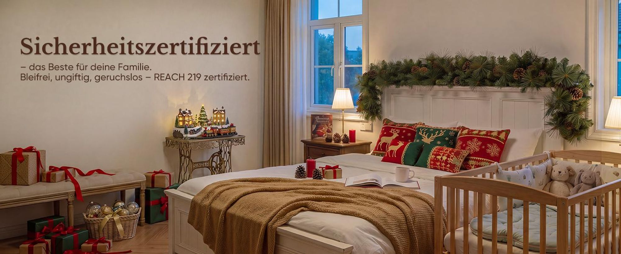HOKEEPER Weihnachtsgirlande 180 cm mit grünen PVC-Nadeln & Zapfen