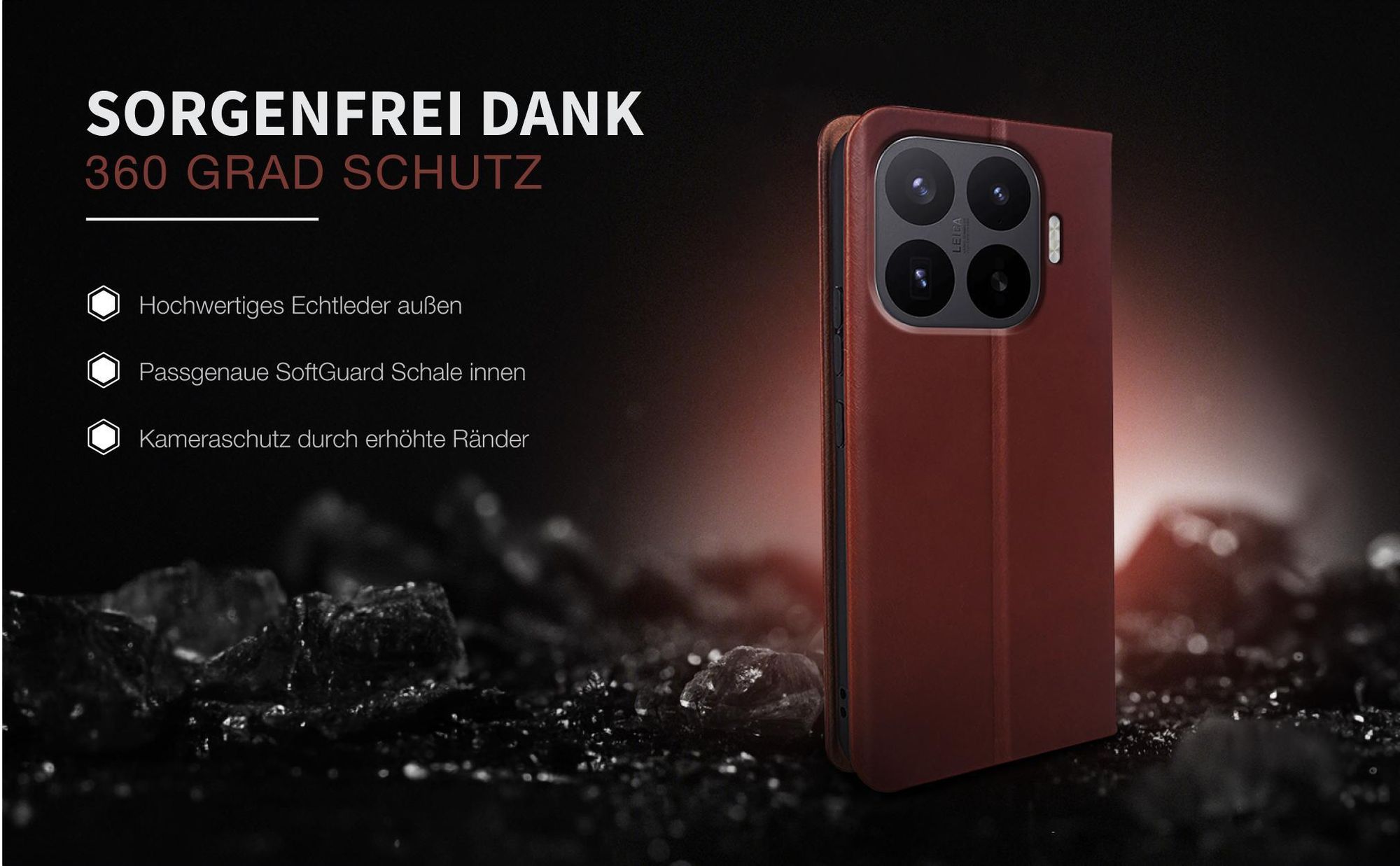 Leder Smartphonehülle für das Xiaomi 17T Pro mit Rundum Schutz