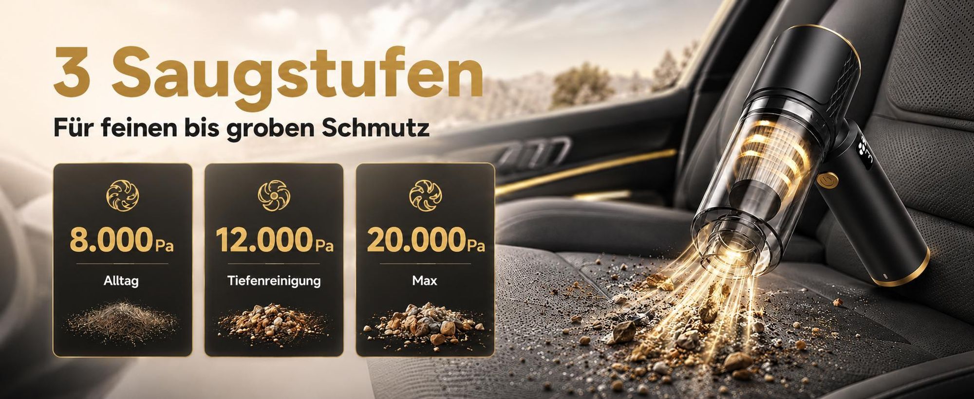 4-In-1 Handstaubsauger, 20000PA Akku-Handstaubsauger, LED kabelloser Autostaubsauger,Staubsauger&Gebläse, Mini Staubsauger für Auto, Zuhause, Haustier