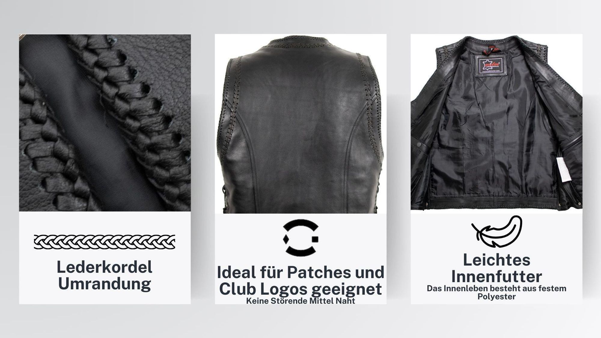 Herren Lederweste Bikerweste Motorradweste Clubweste Rockerweste Kutte Lederkutt(M)