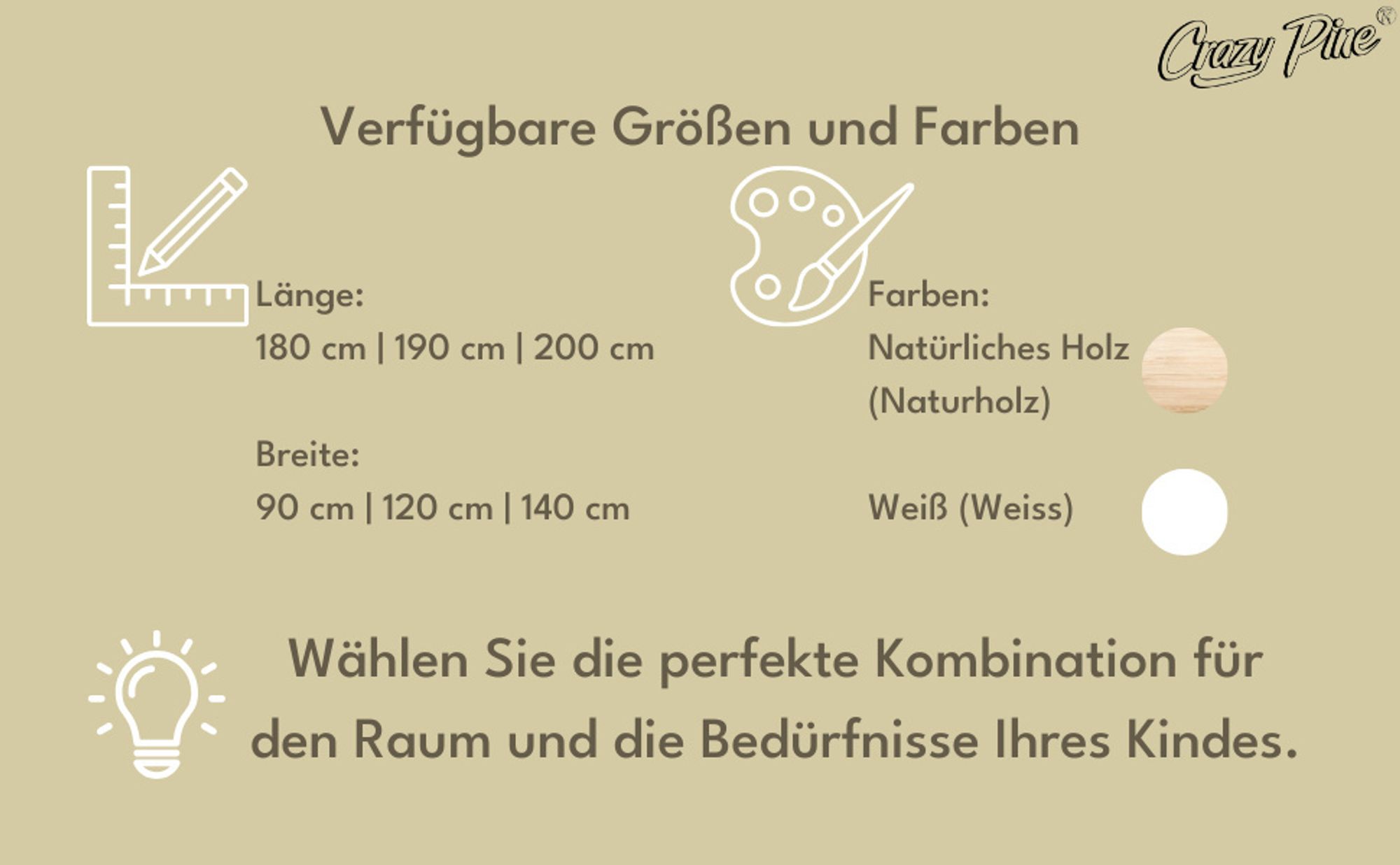 Crazy Pine Kinderbett 90x190 cm – Natürlichem Holz - Montessori Bodenbett mit Rausfallschutz 40cm und Öffnbarer Barriere - Crazy Johnny