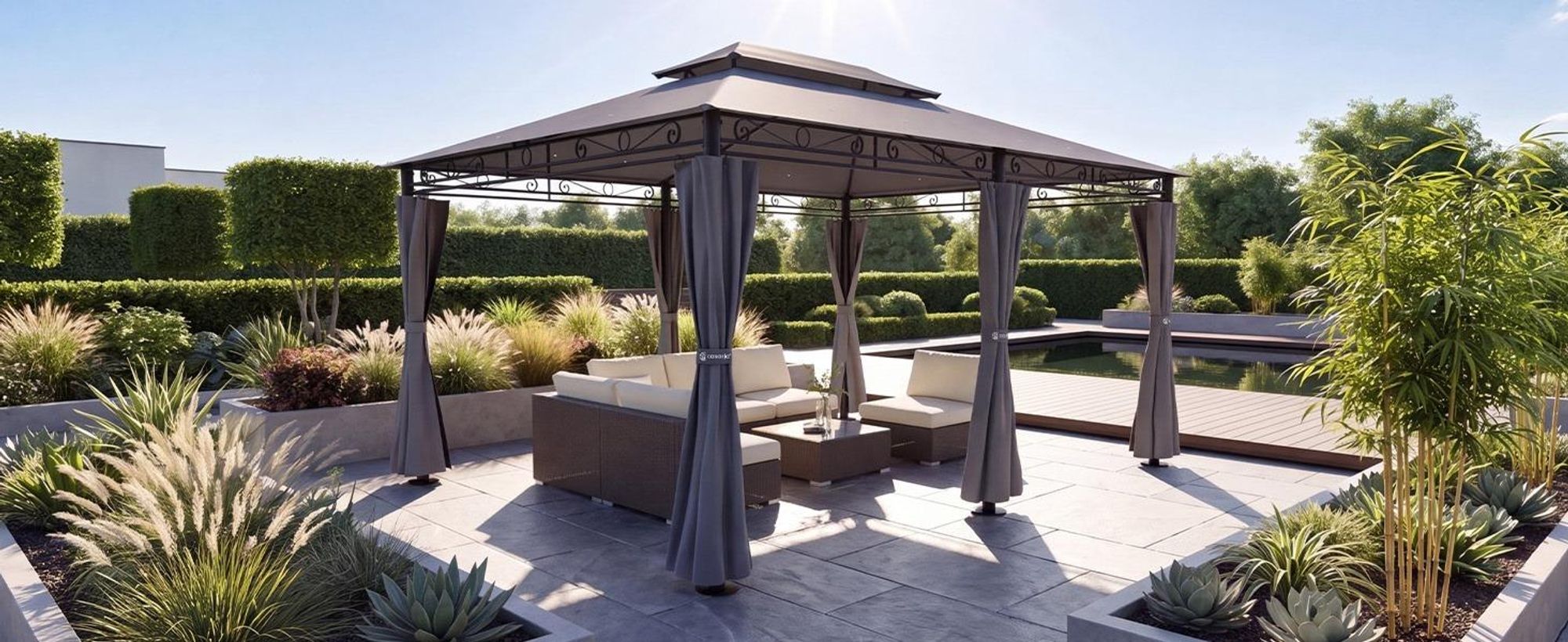 CASARIA Pavillon Topas 3x4 m mit Seitenteilen, Creme