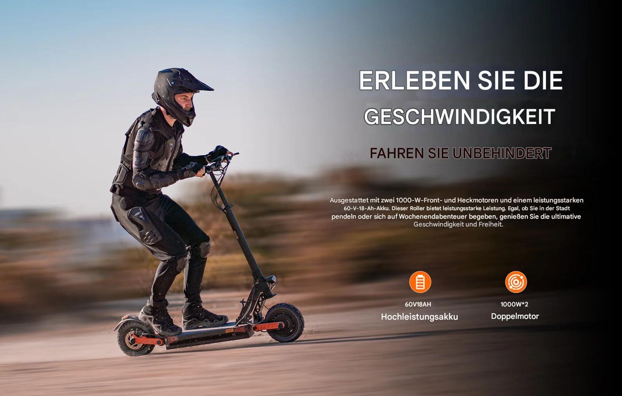 Joyor S10-S-Z Offroad E-Scooter 2000W, 65 km Reichweite, 10" Luftreifen