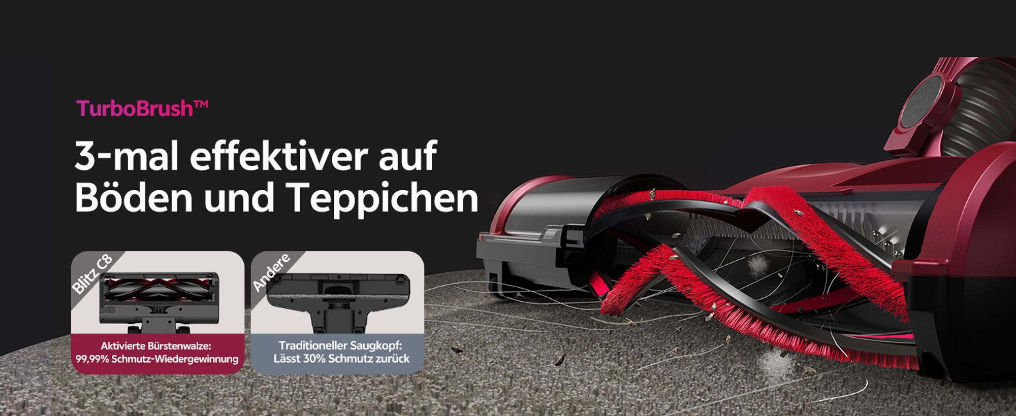 Vactidy C8 Staubsauger mit Kabel 7m/60kPa/600W Handstaubsauger 1,5L Beutelloser Staubbehälter, Antiverhedderungs-Bürste für Böden Teppiche Tierhaare