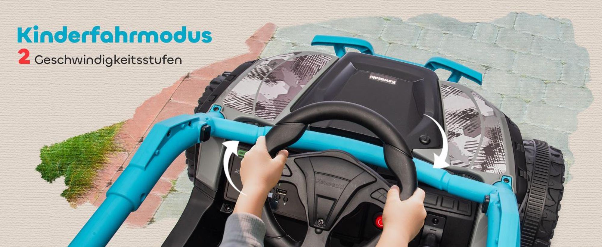 AIYAPLAY Kinder Elektroauto 12V Kinder UTV mit 2 Motorn, Fernbedienung, LED