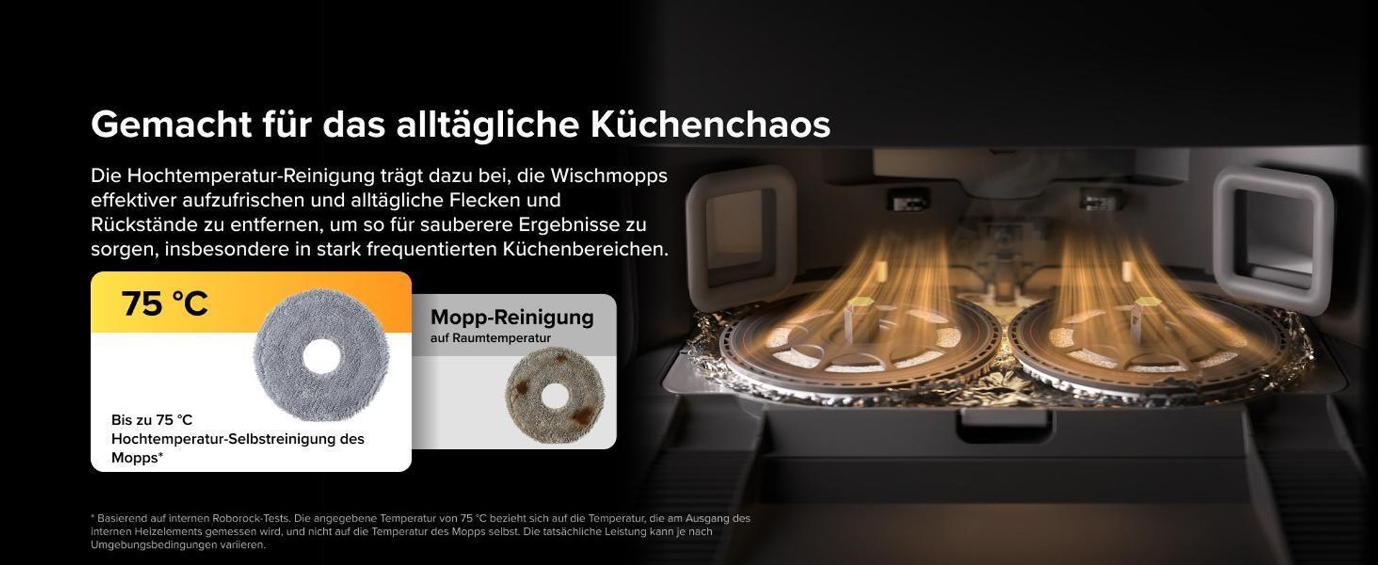 Roborock Qrevo S Pro Set Staubsauger Roboter mit Wischfunktion, 18.500Pa(Upgrade von QV 35A), Anti-Tangle System, 75 °C Heißwasser-Moppwäsche, Schwarz