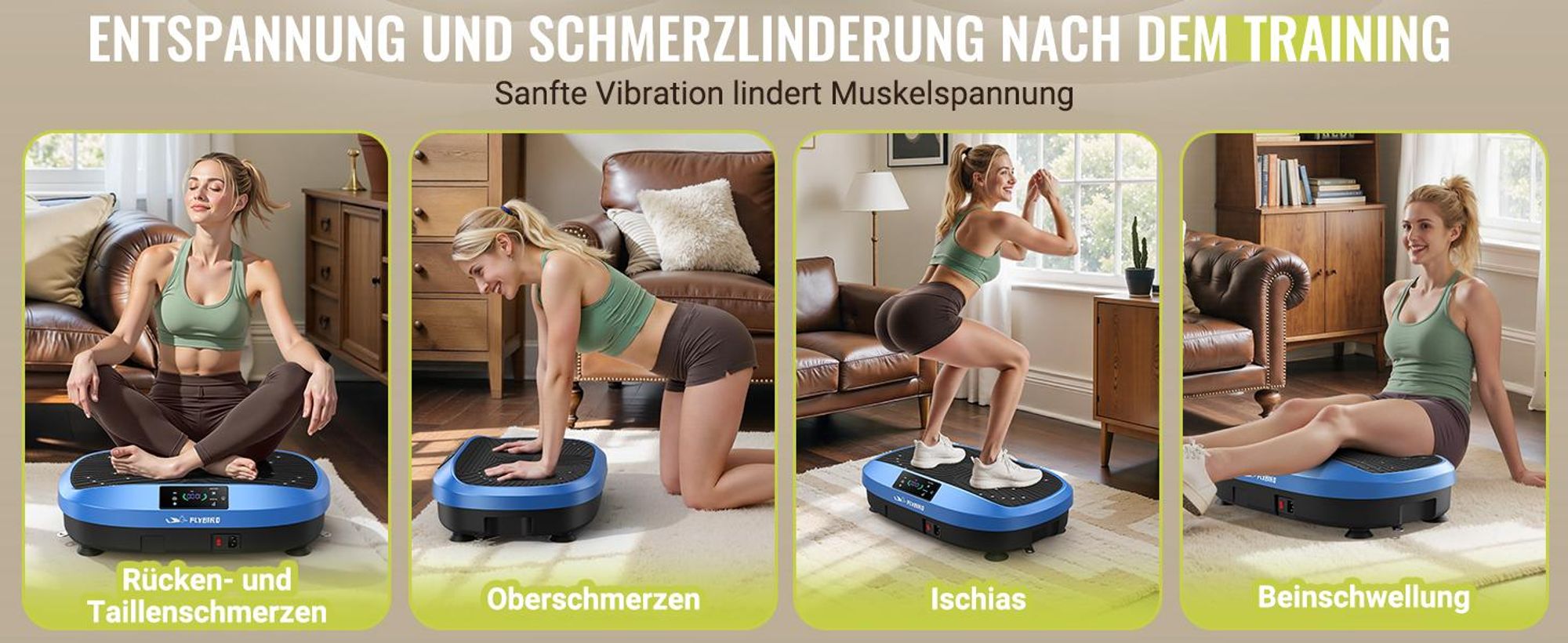 FLYBIRD Vibrationsplatte,120 Leistungsstarke einstellbare Geschwindigkeiten mit 150KG Tragkraft