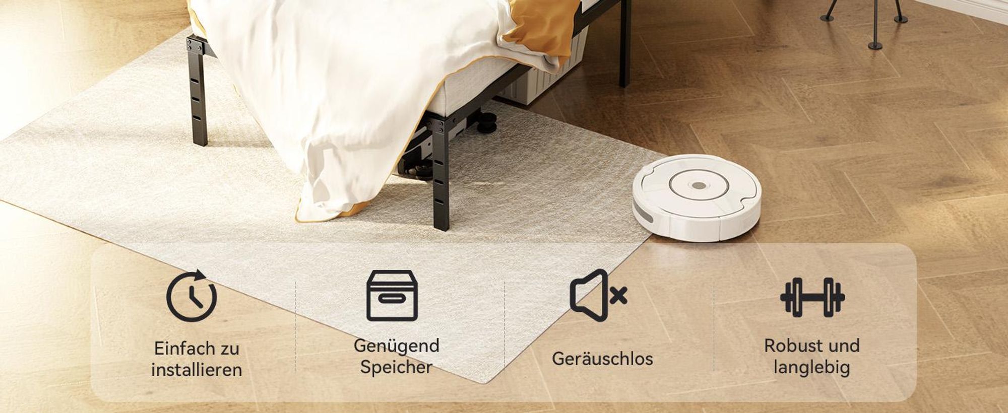 KUTAS Klassische Betten 90x200, Metallbett Schwarz mit 32 cm Stauraum, Kopfteil-Bohrungen, leises Bettgestell