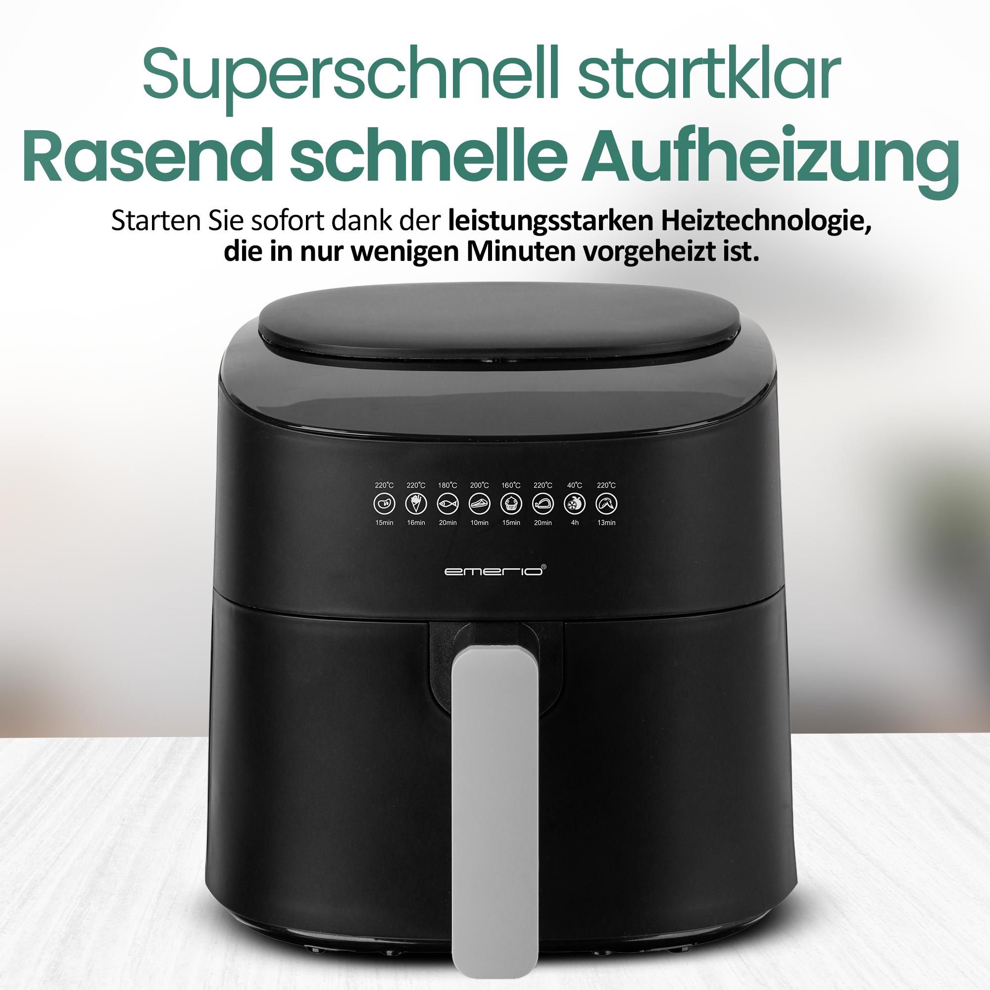 Emerio Airfryer XL 4,5 L – 1300 W – Digital – 8 Programme – Schwarz – AF-129369