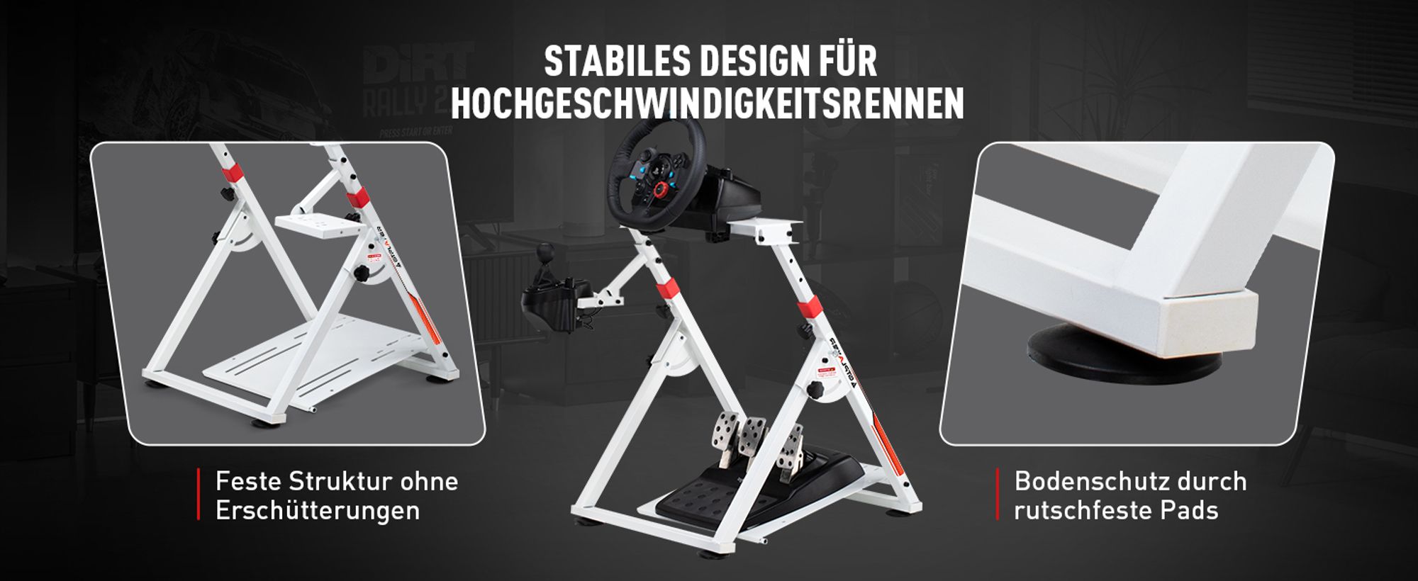 GTPLAYER Lenkradständer für Logitech Lenkrad Gaming Wheel Stand Racing Lenkradständer mit V1 V2 Schalthebelhalterung Neigungsverstellbares Gestell PS4